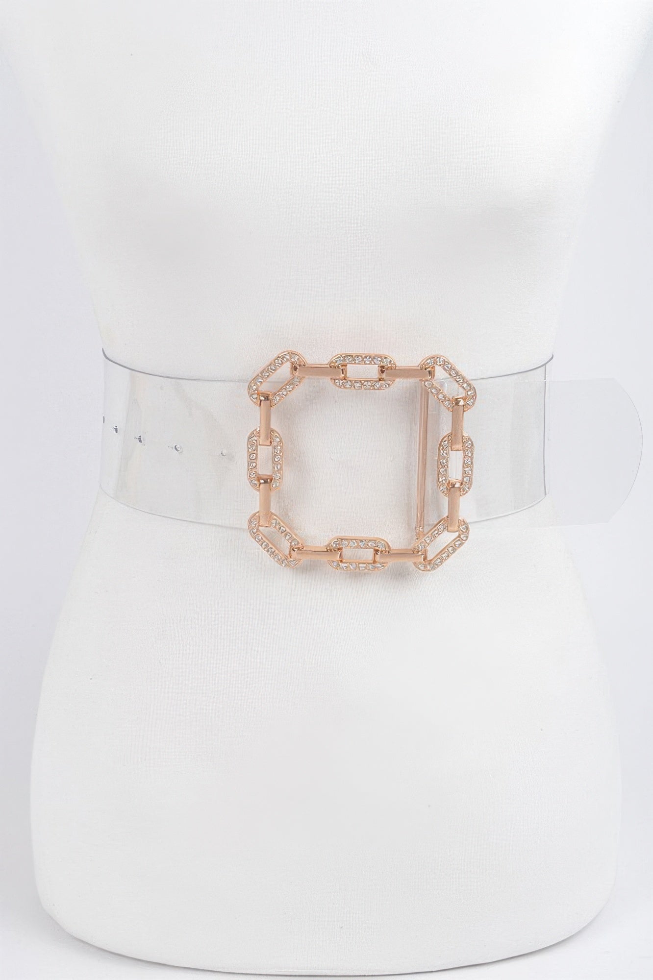 Transparent Plus Size Belt With Gold and Rhinestone Buckle
