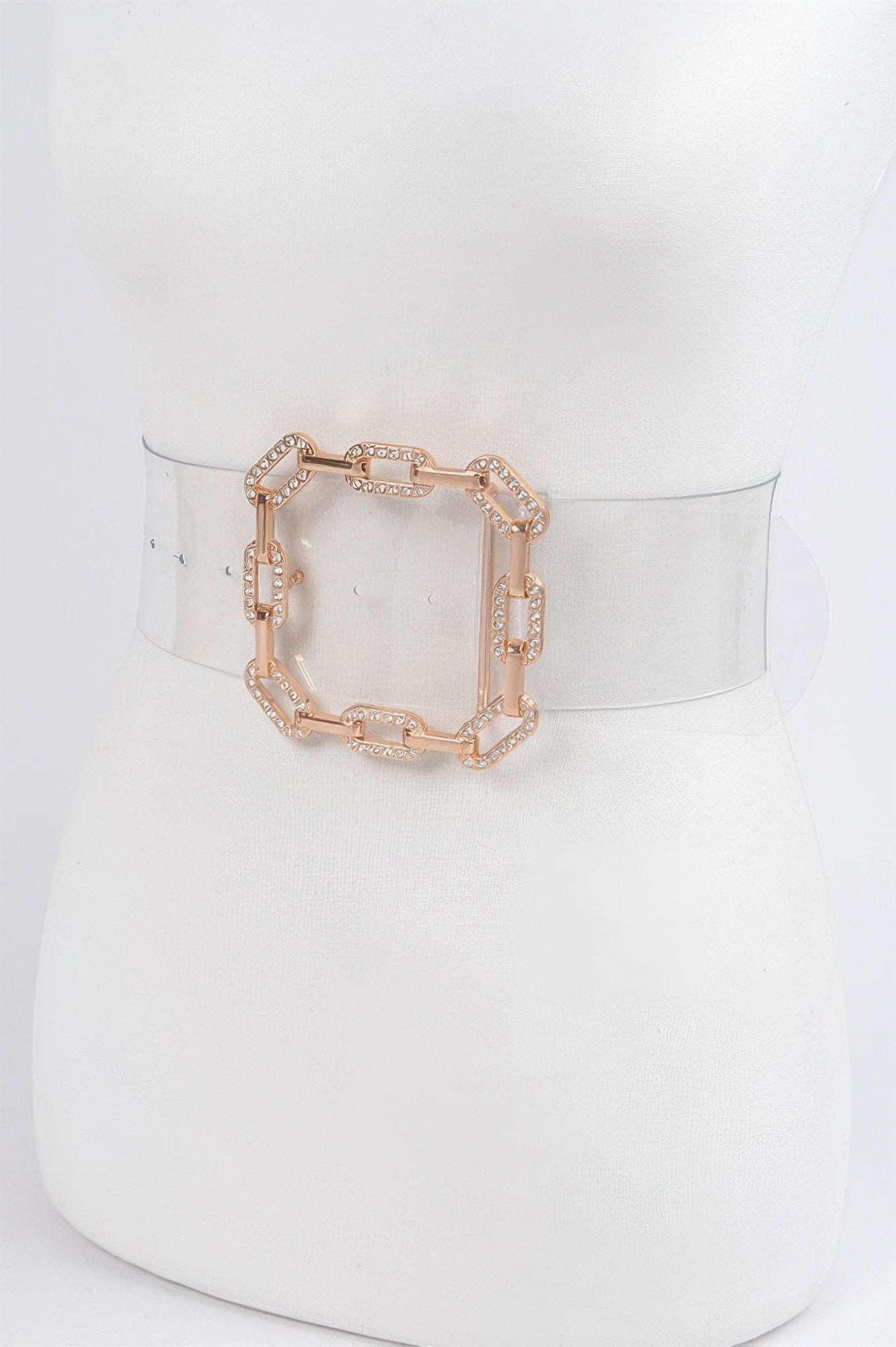 Transparent Plus Size Belt With Gold and Rhinestone Buckle
