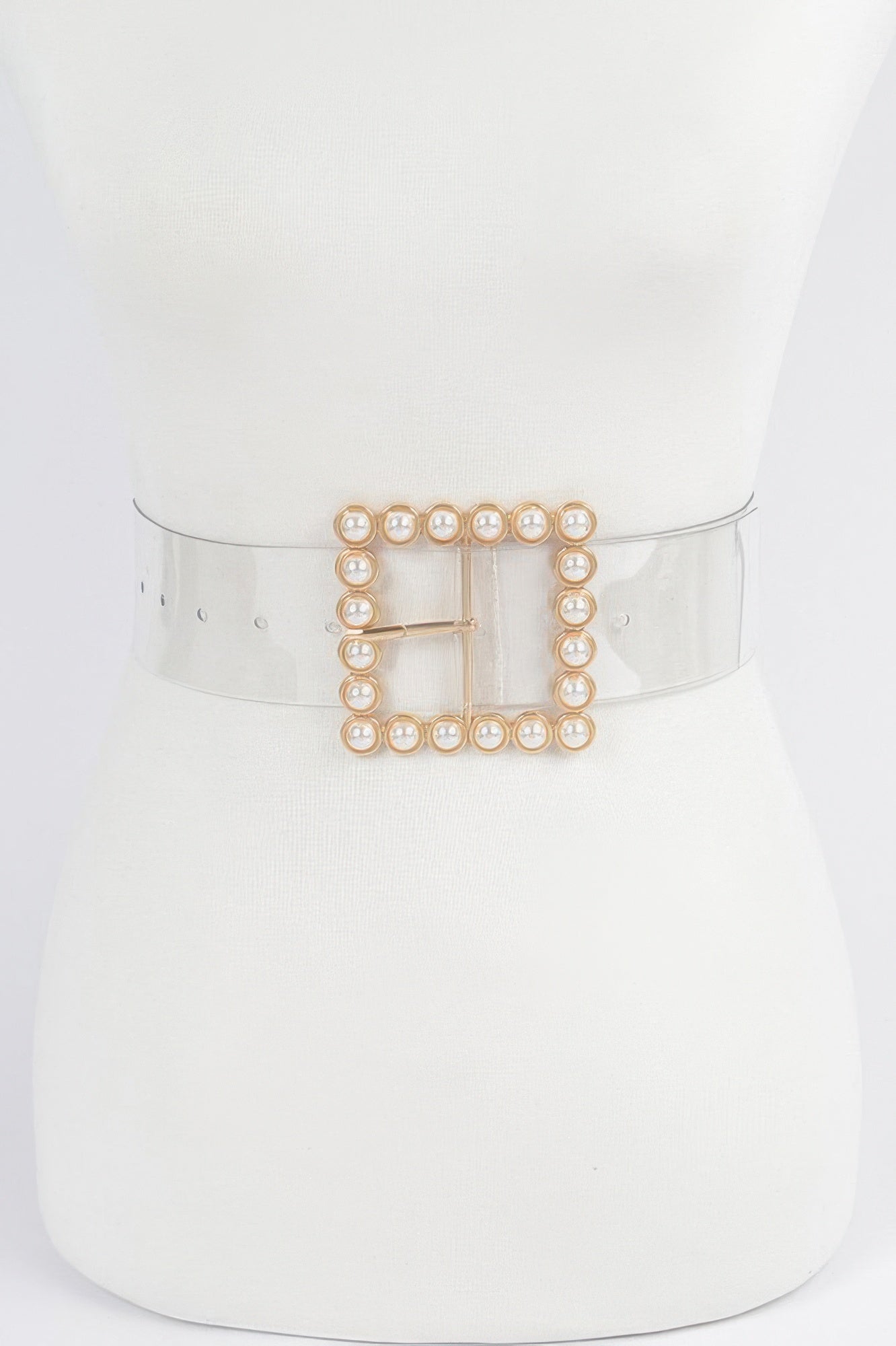 Beaded Square Buckle Transparent Plus Size Belt