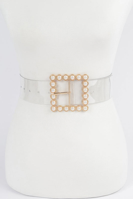 Beaded Square Buckle Transparent Plus Size Belt