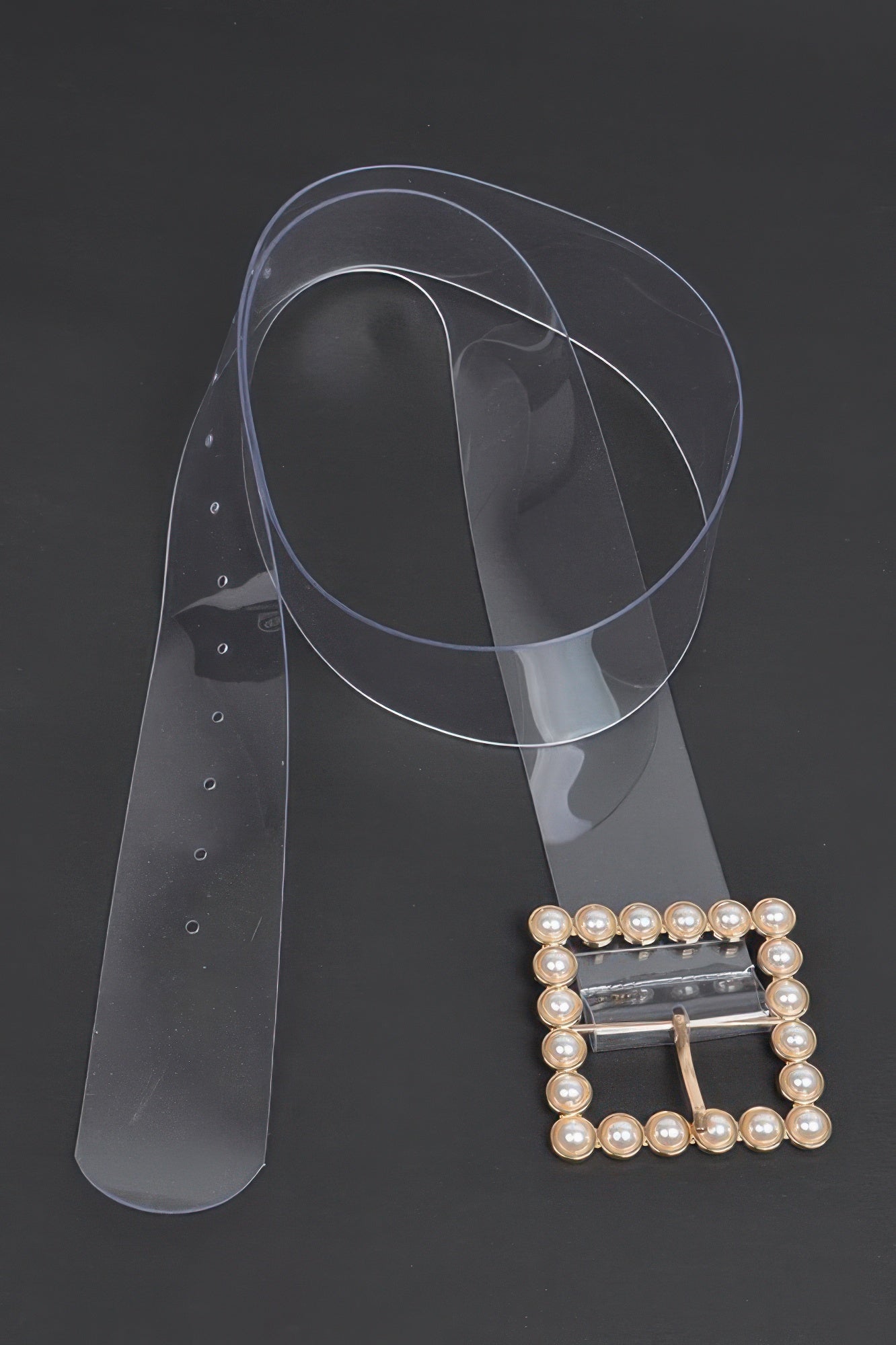 Beaded Square Buckle Transparent Plus Size Belt