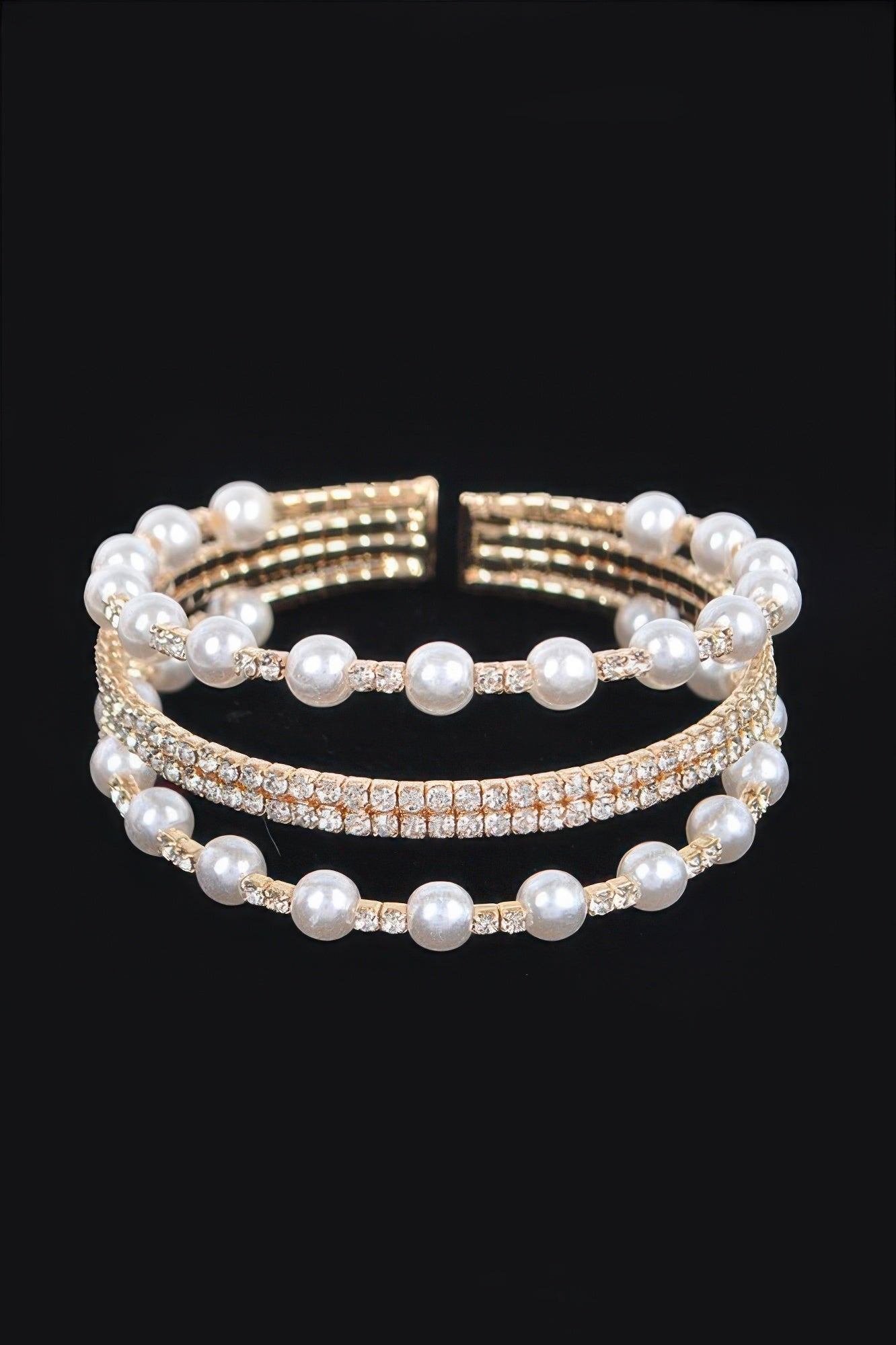 Pearl&stone Wire Bracelet