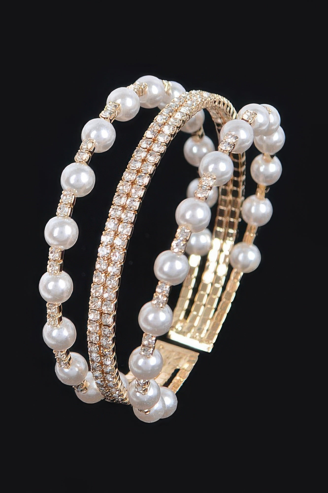 Pearl&stone Wire Bracelet