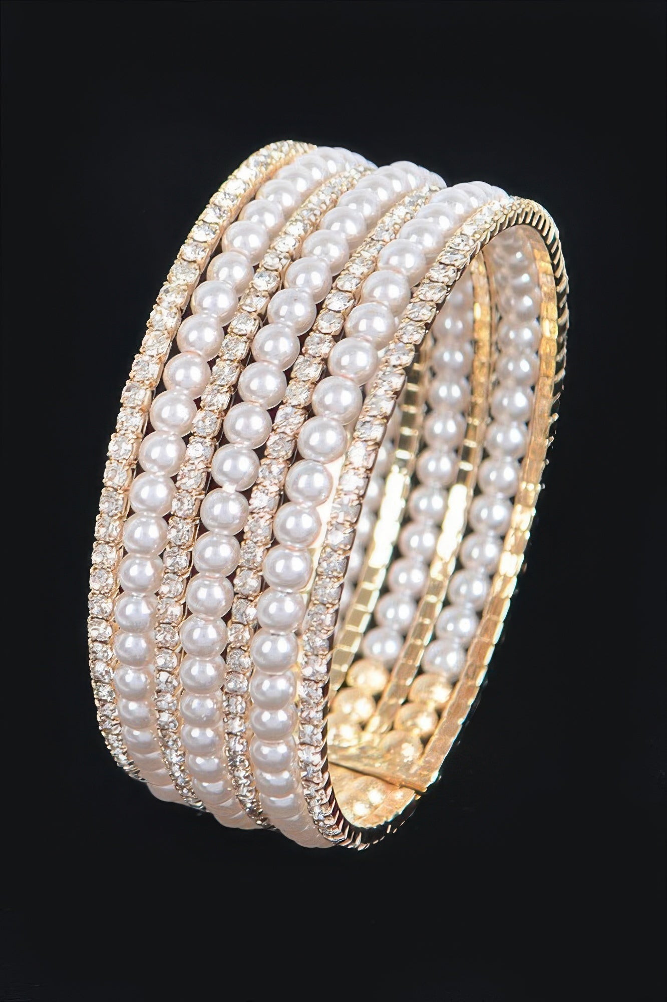 Pearl&stone Wire Bracelet