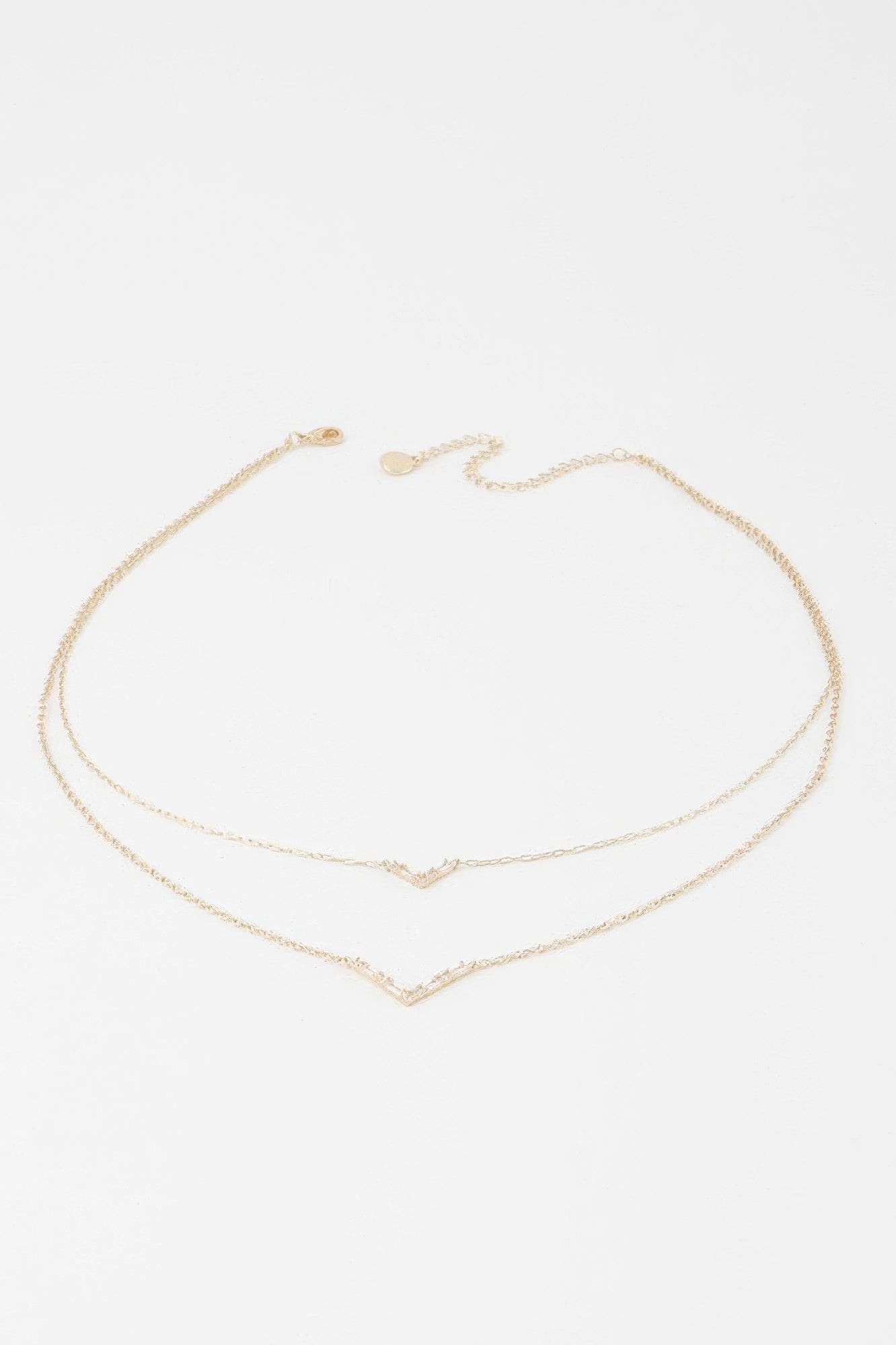 Double Crystal V Necklace