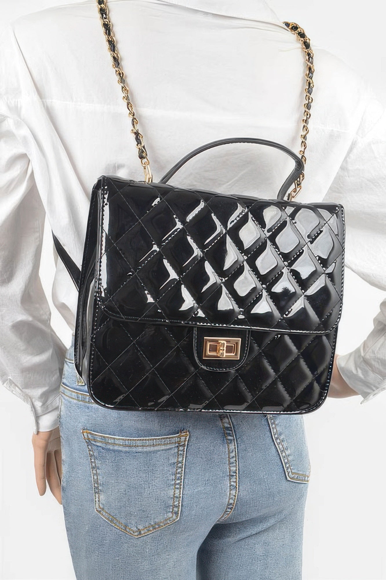 Quilted Enamel Backpack