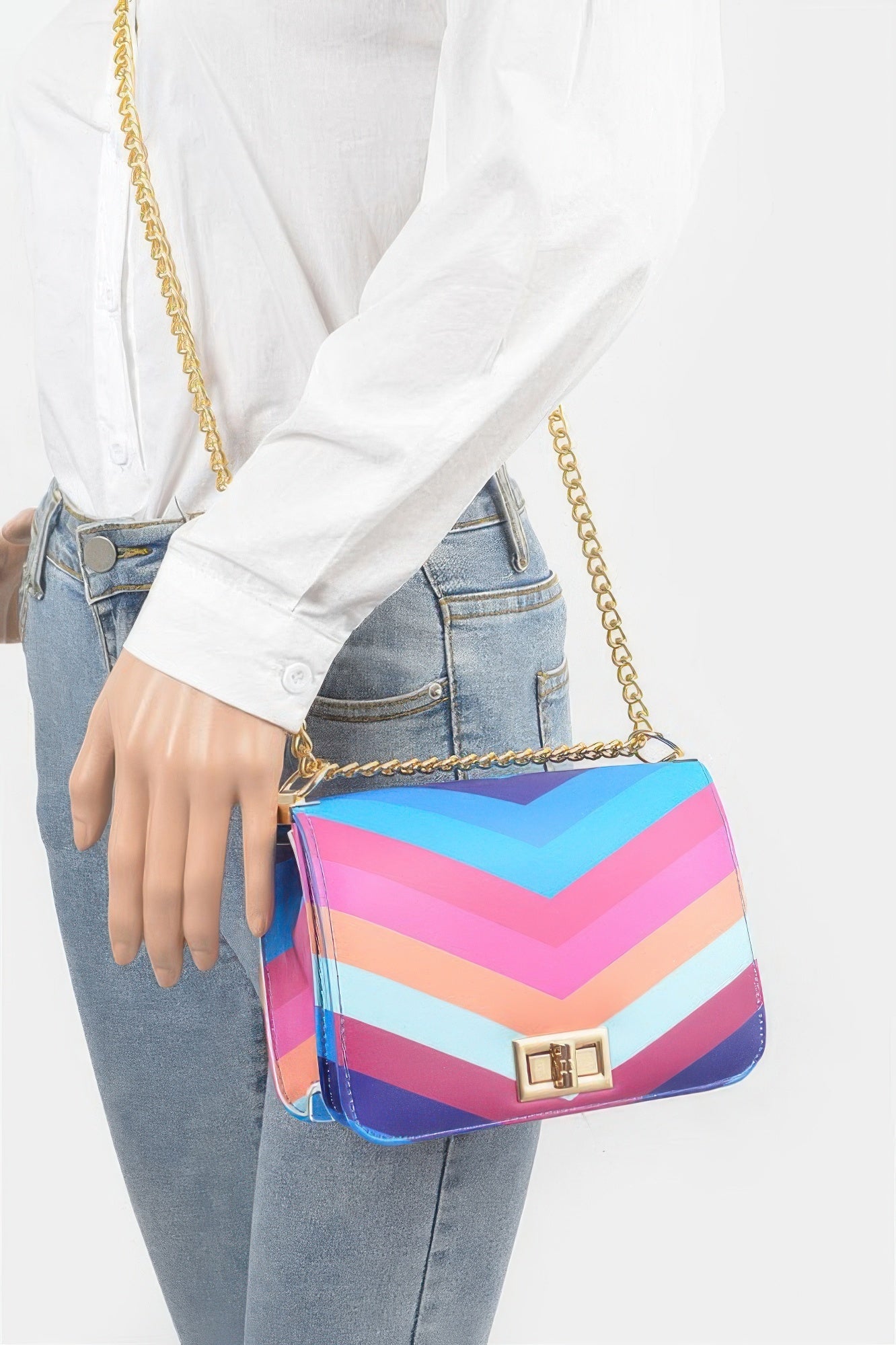 Multi Color Flap Chain Shoulder Bag