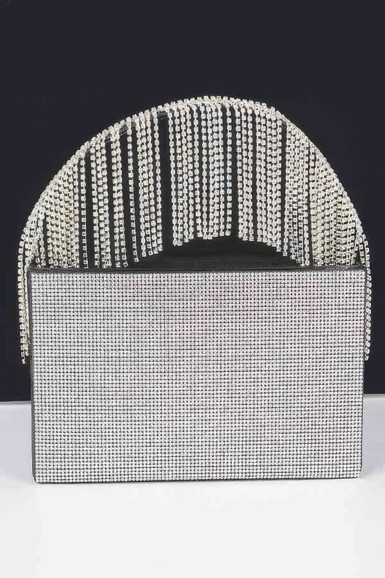 Rhinestone Box Clutch W/rhinestone Fringe Handle