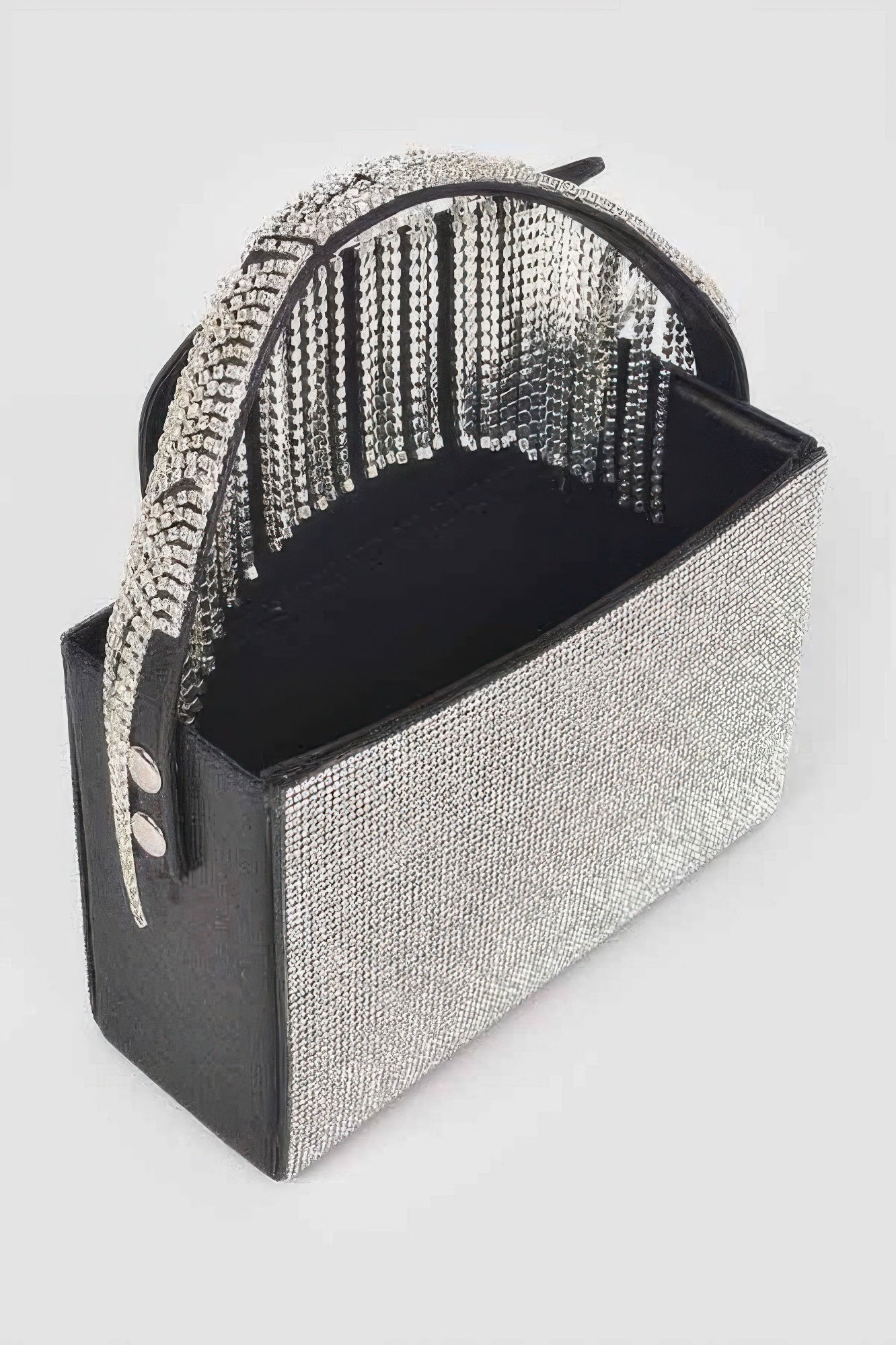Rhinestone Box Clutch W/rhinestone Fringe Handle