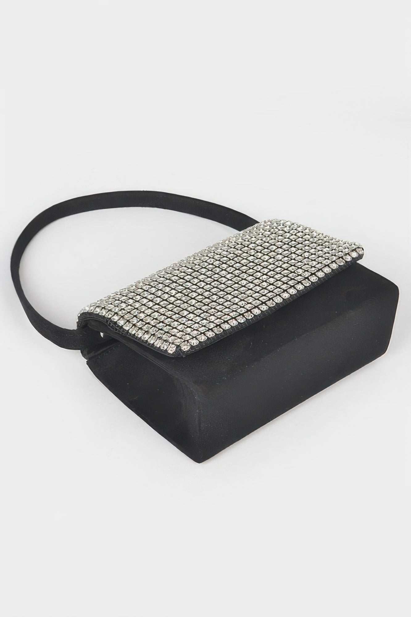 Faux Suede Oversized Rhinestone Crossbody Bag
