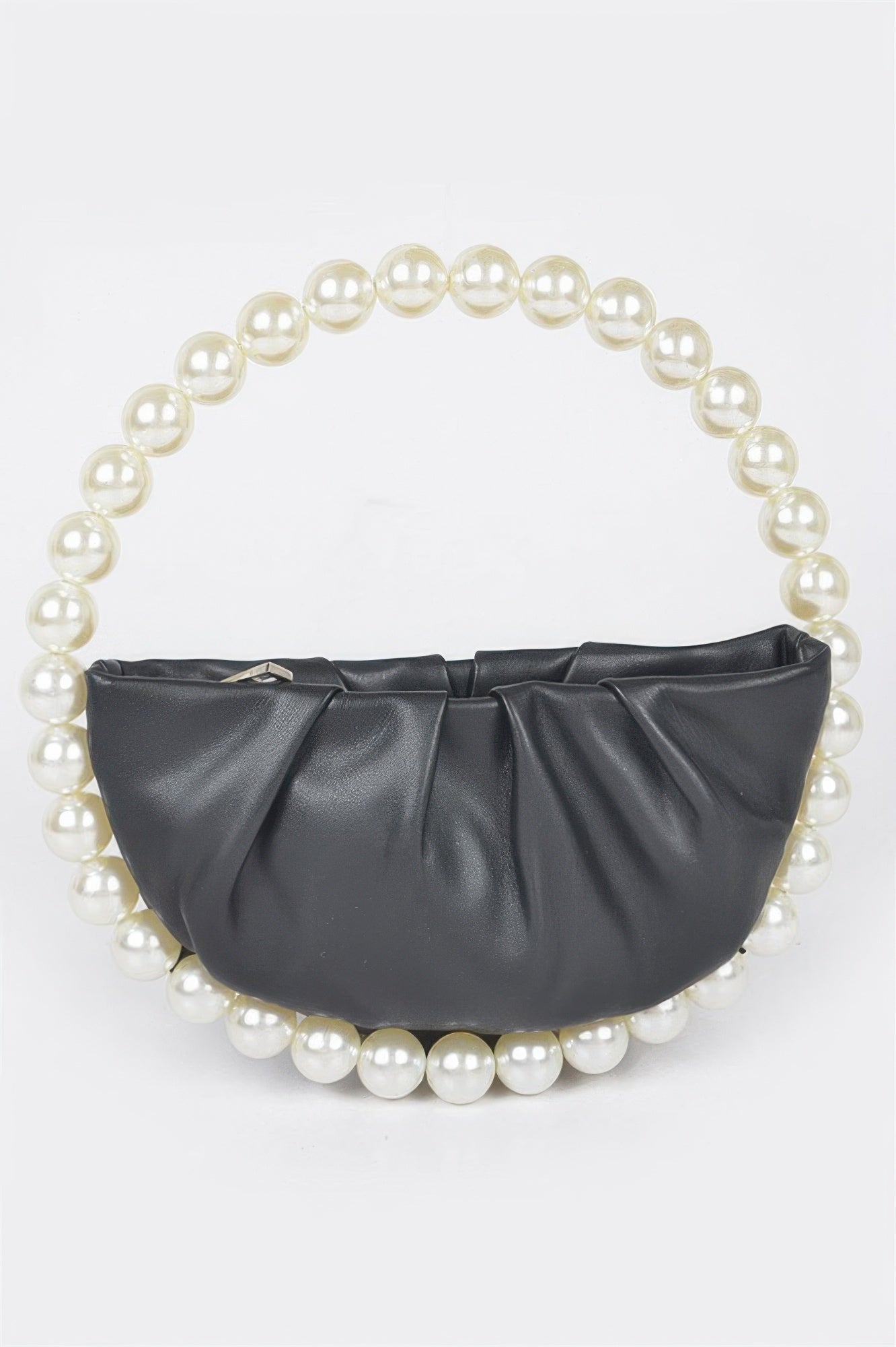 Vegan Metallic Leather Top Handle Bag W/stones