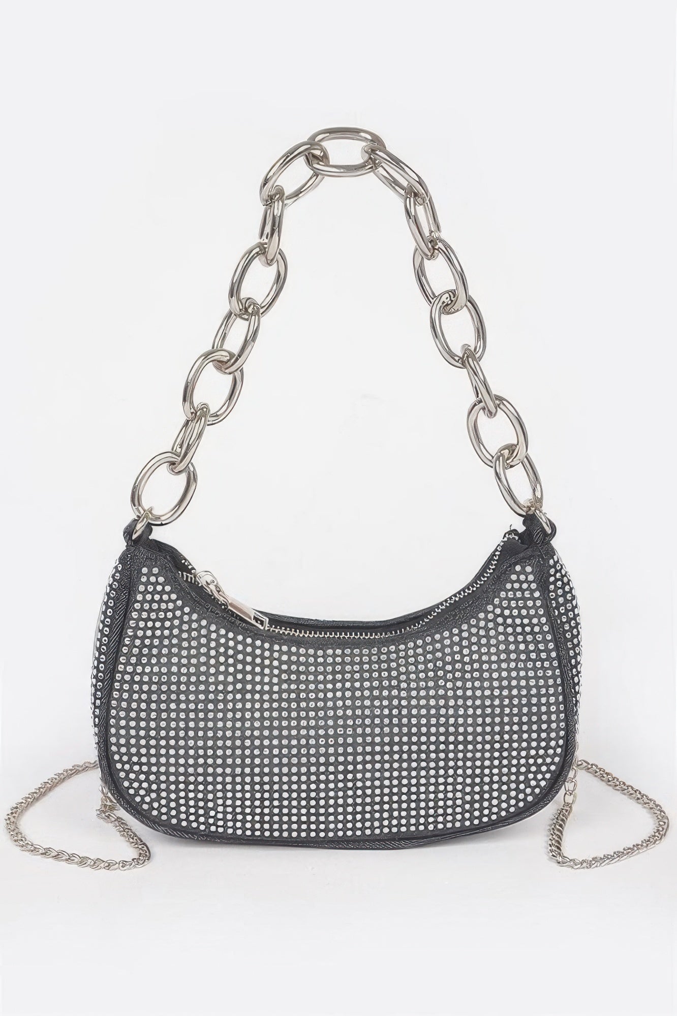 Hot Fix Stone Small Hobo Bag W/chain