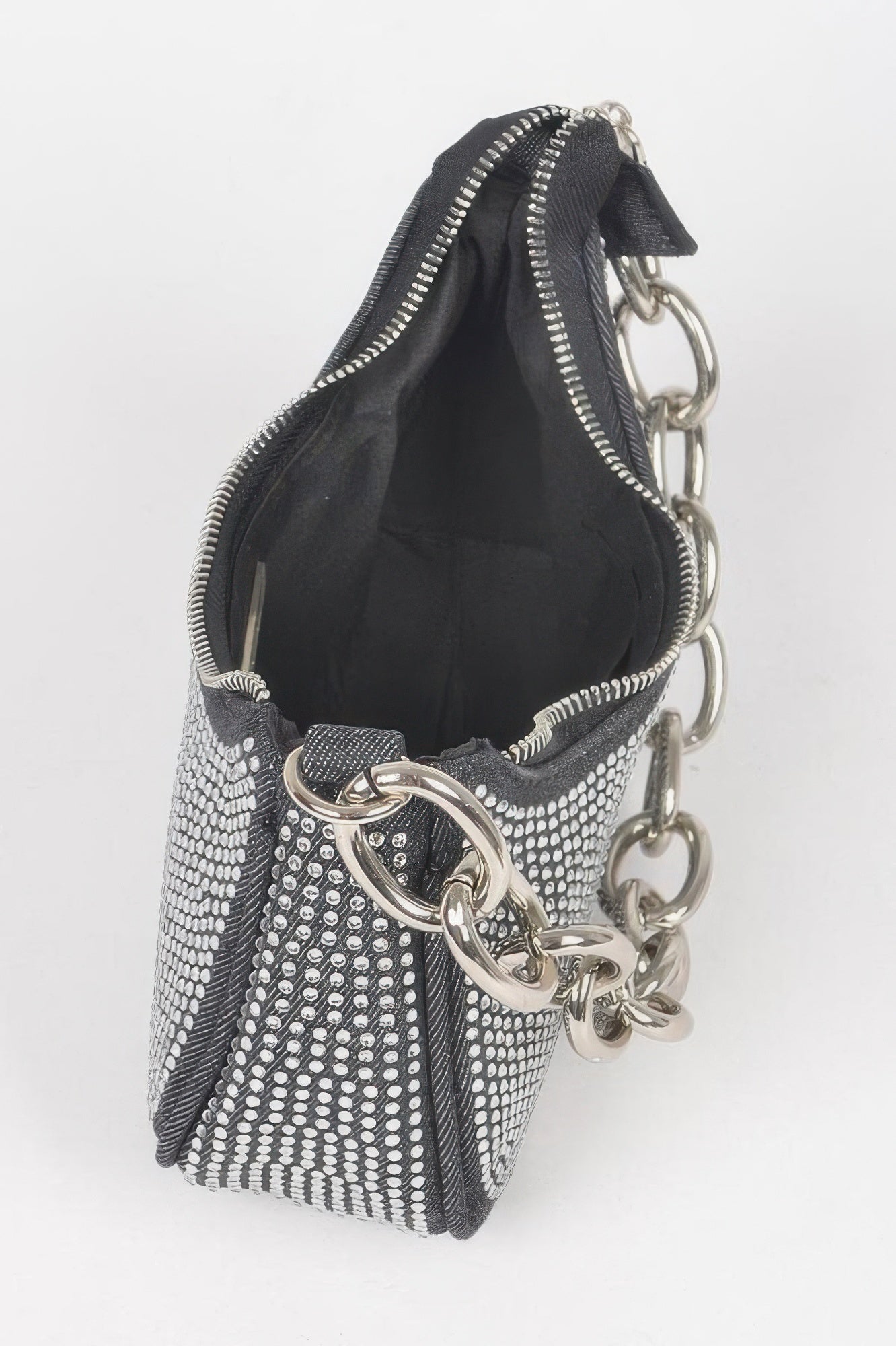 Hot Fix Stone Small Hobo Bag W/chain