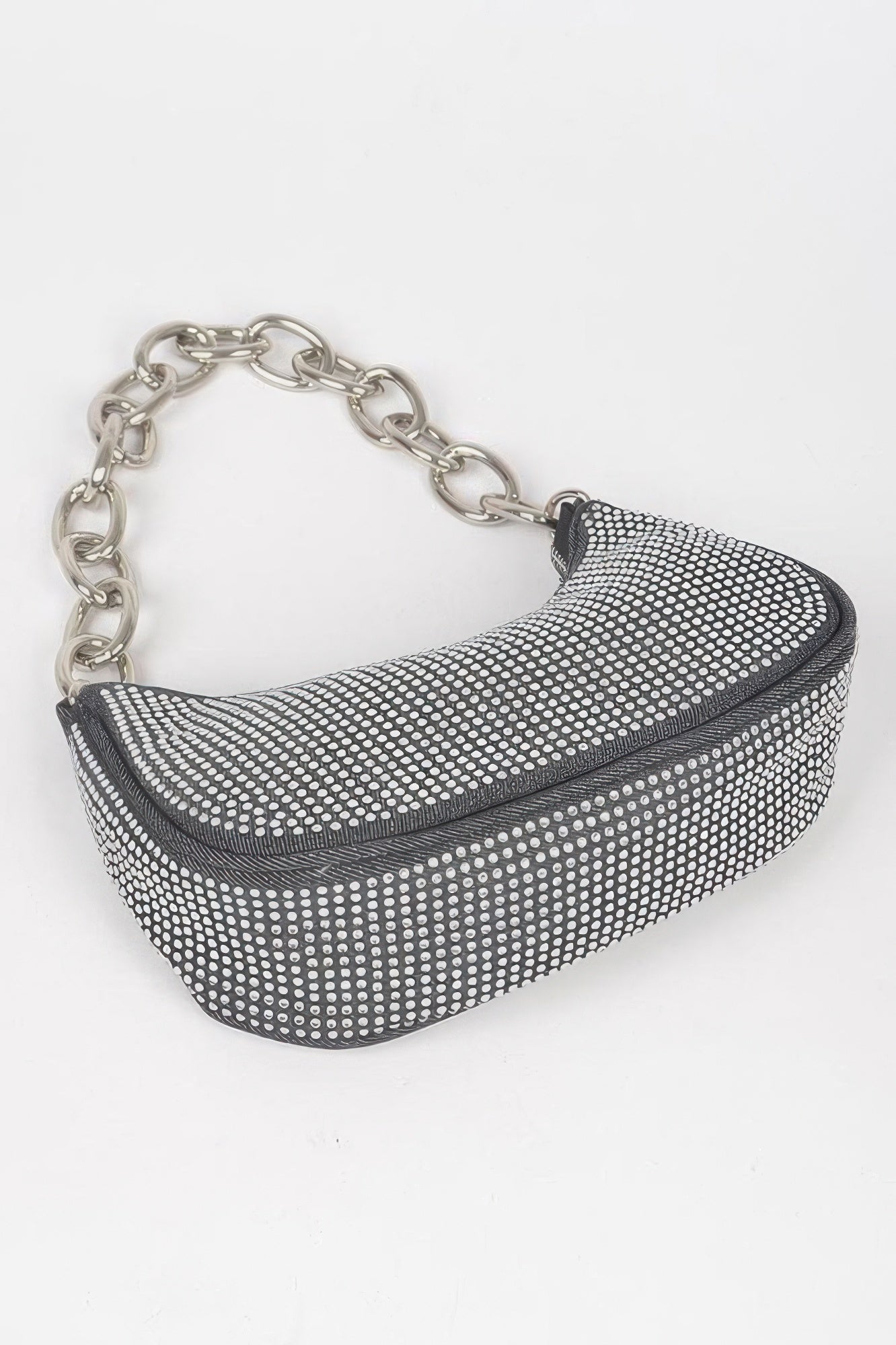 Hot Fix Stone Small Hobo Bag W/chain