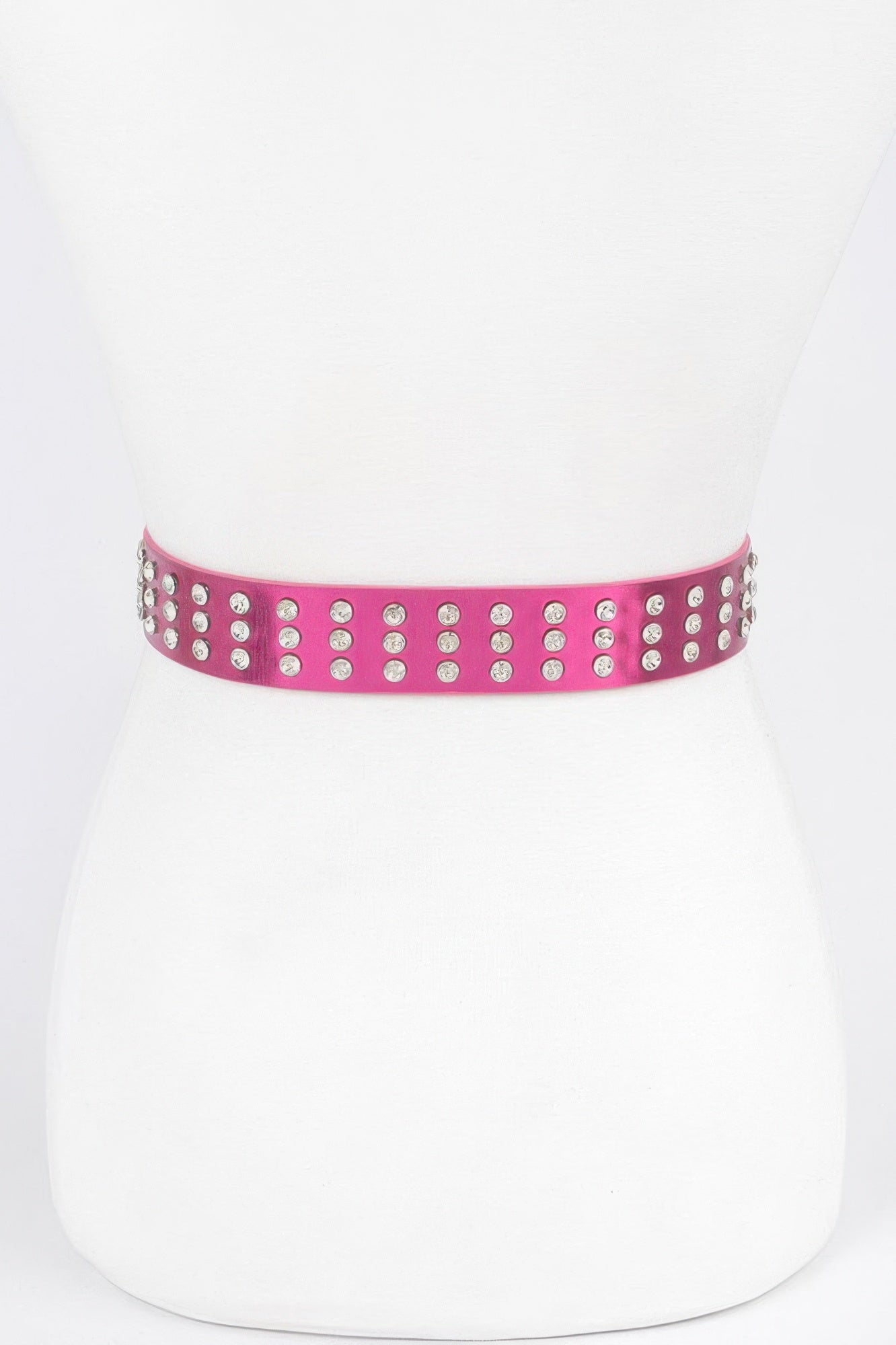 Rhinestone Buckle Metallic Belt W/stones