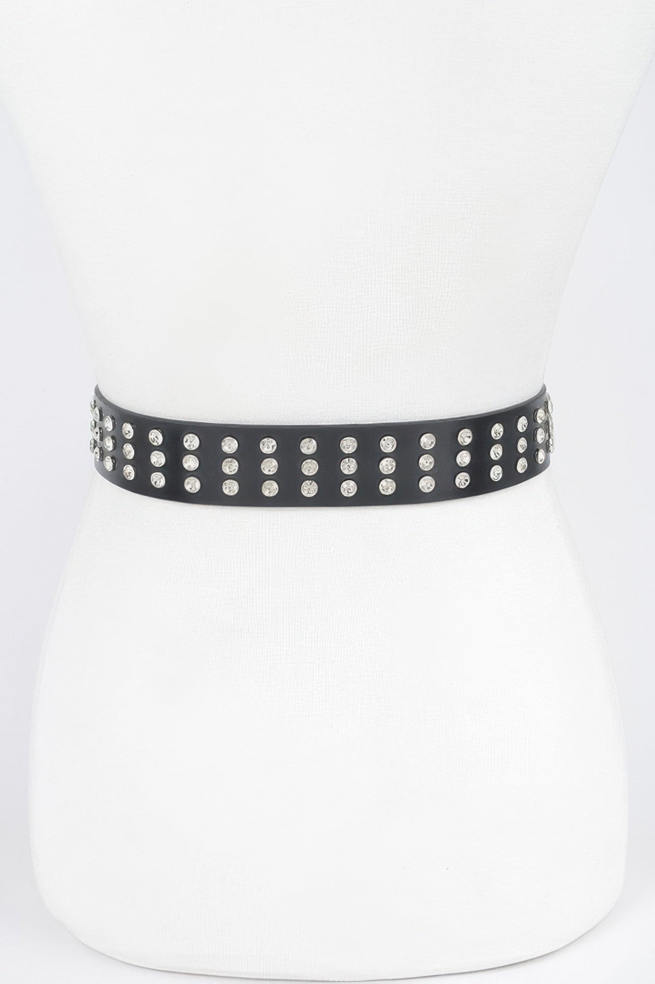 Rhinestone Buckle Metallic Plus Size Belt W/chain