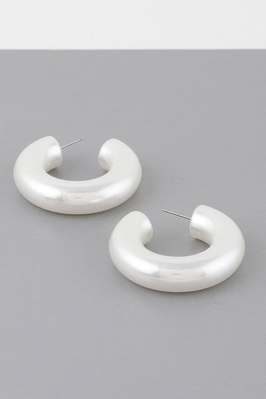 Bulky Polished Cream Hoop Earrings