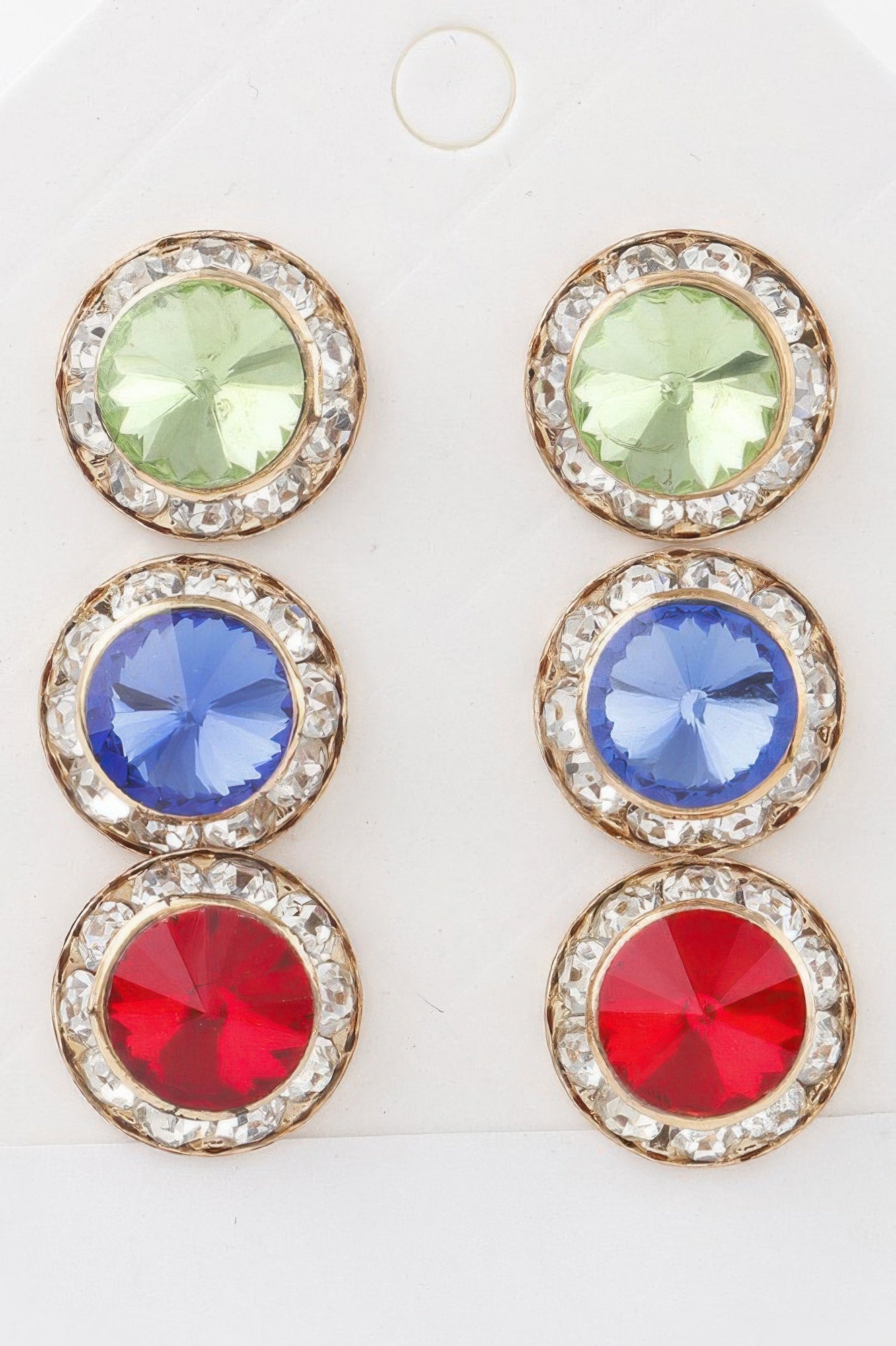 Triple Jeweled Stud Earrings Set