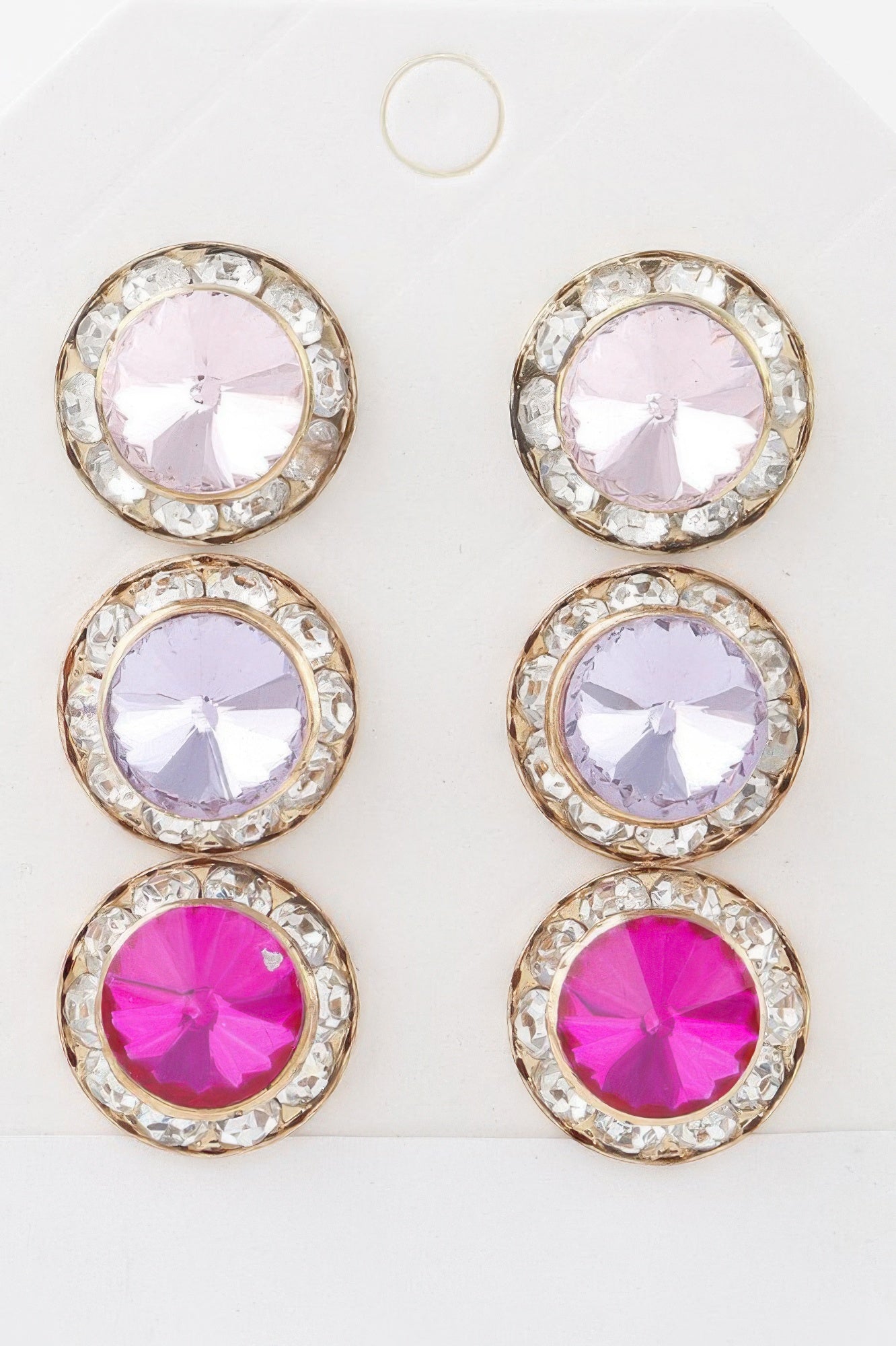 Triple Jeweled Stud Earrings Set