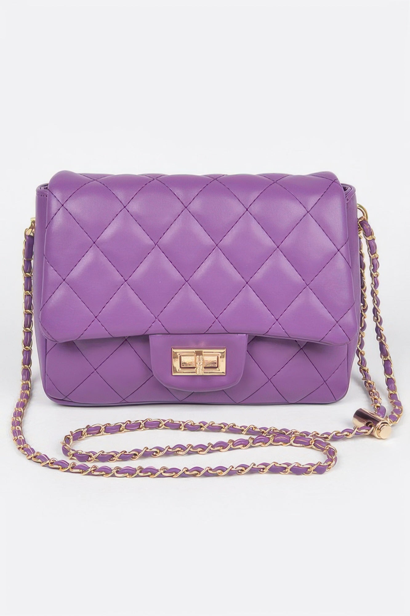 Quilted Faux Leather Flap Bag