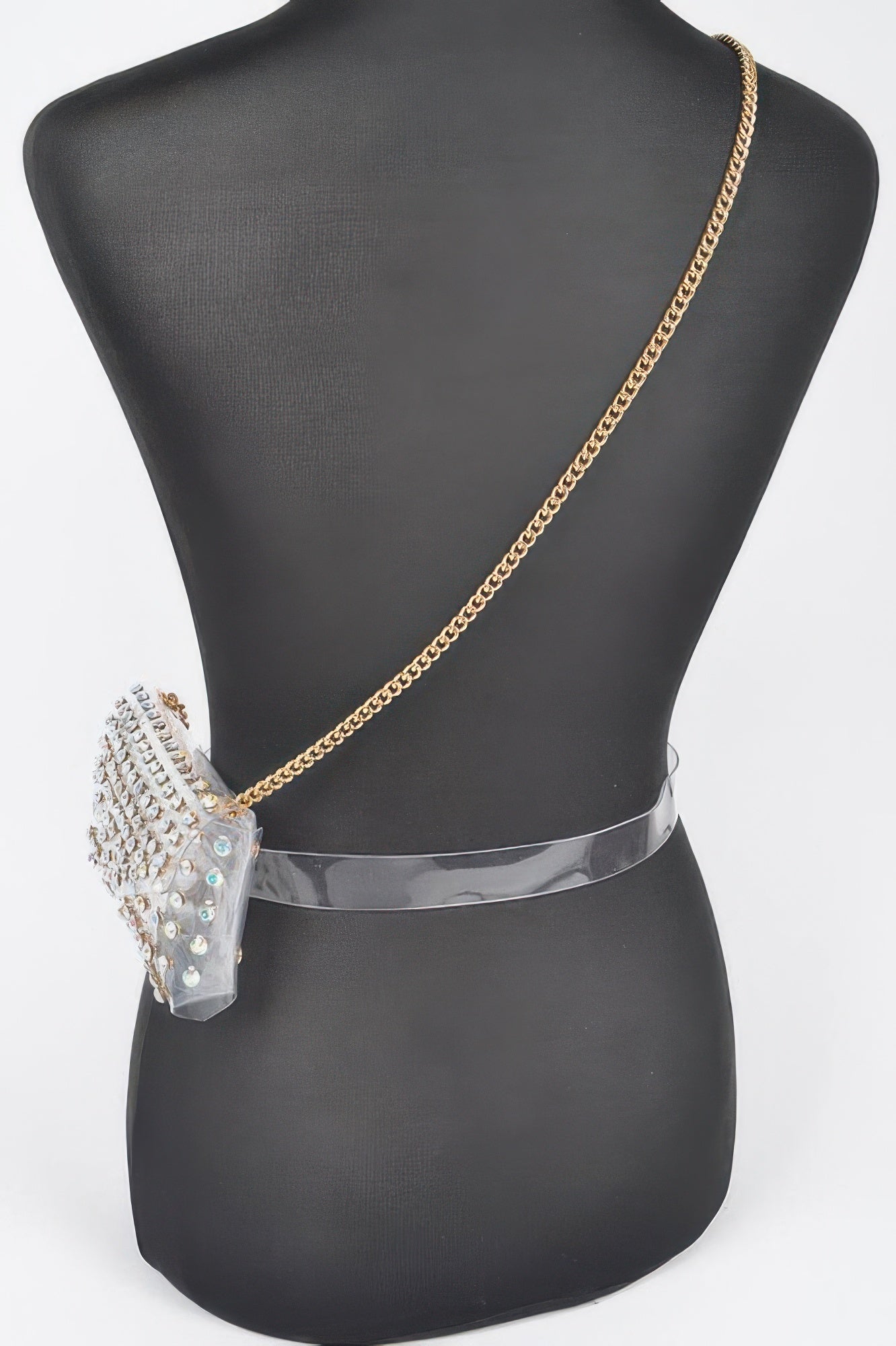 Rhinestone Clear Plus Size Belt Bag W/chain