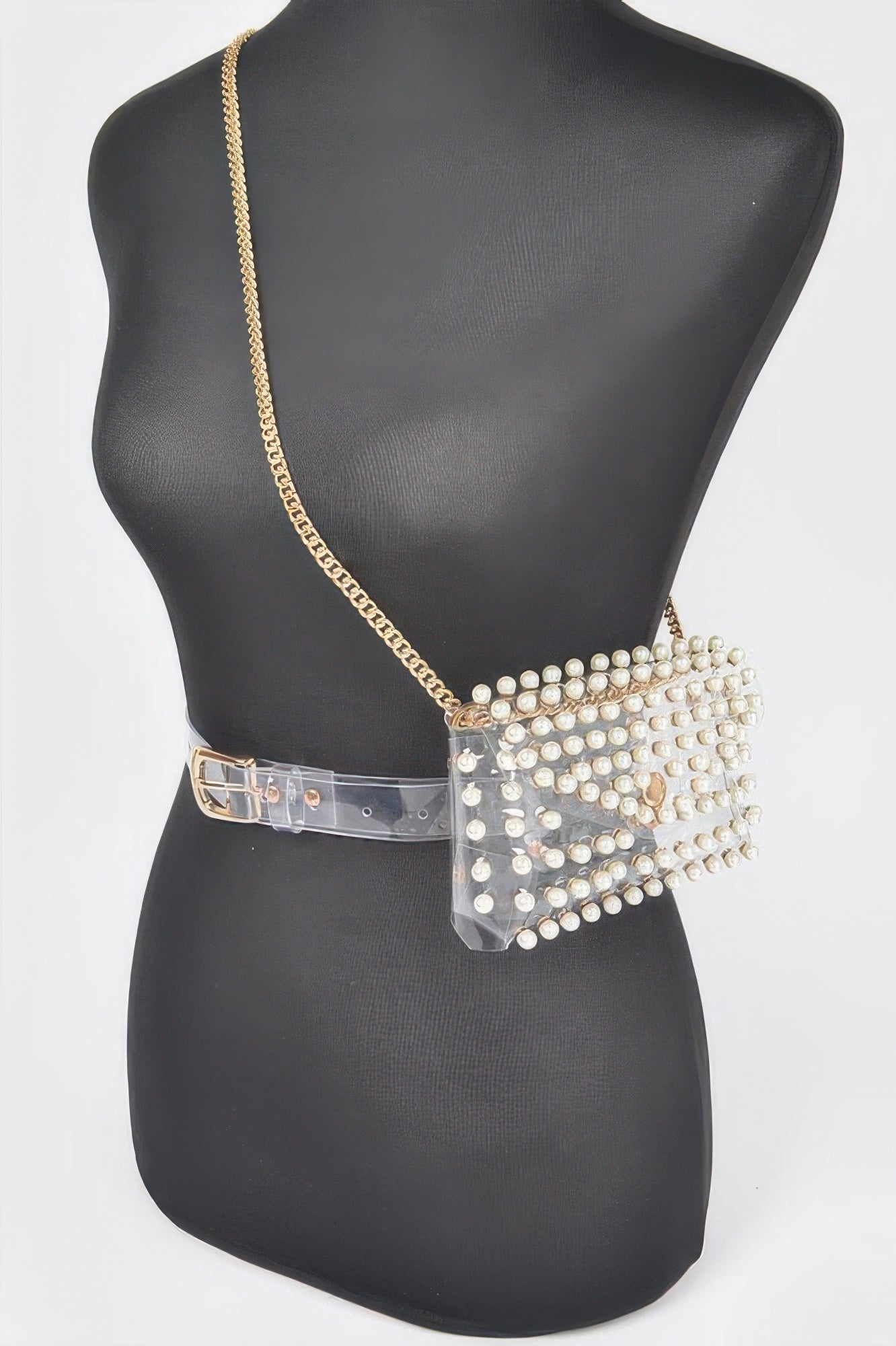Rhinestone Clear Plus Size Belt Bag W/chain