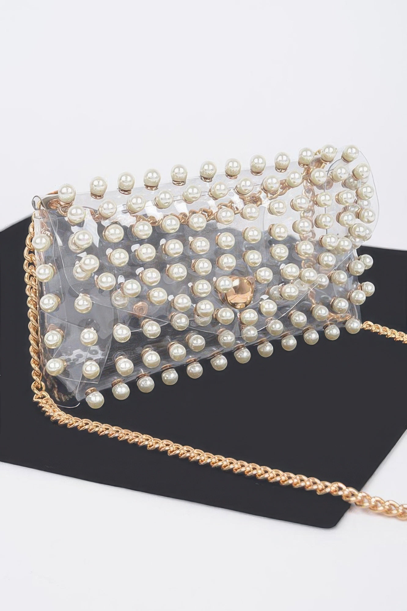 Rhinestone Clear Plus Size Belt Bag W/chain