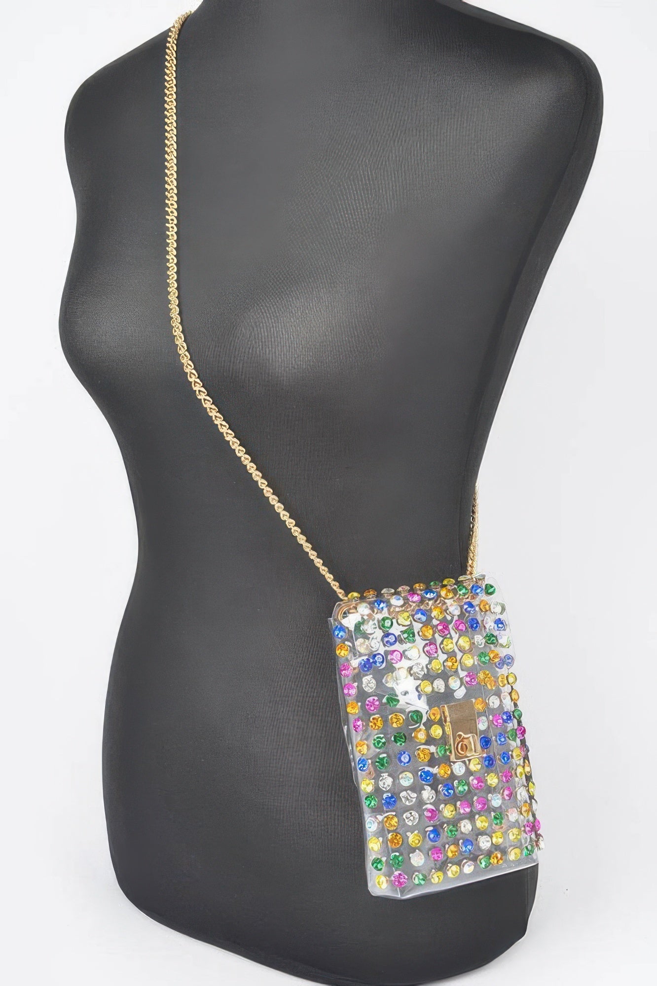 Rhinestone Clear Plus Size Belt Bag W/chain