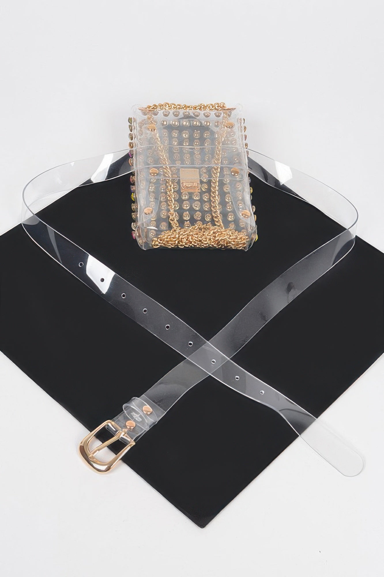 Rhinestone Clear Plus Size Belt Bag W/chain