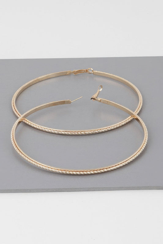 Wide Double Twisted 3.8" Hoop Earrings