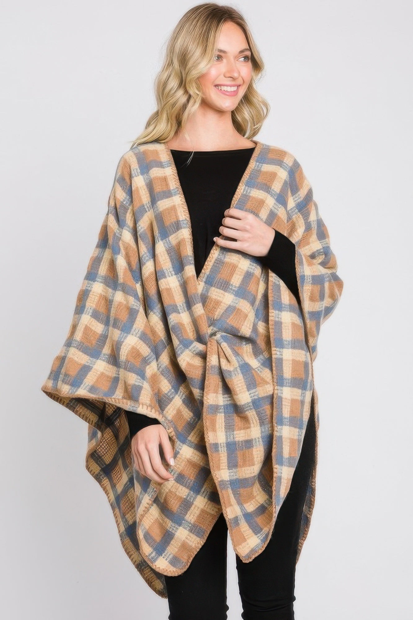 Plaid Pattern Ruana