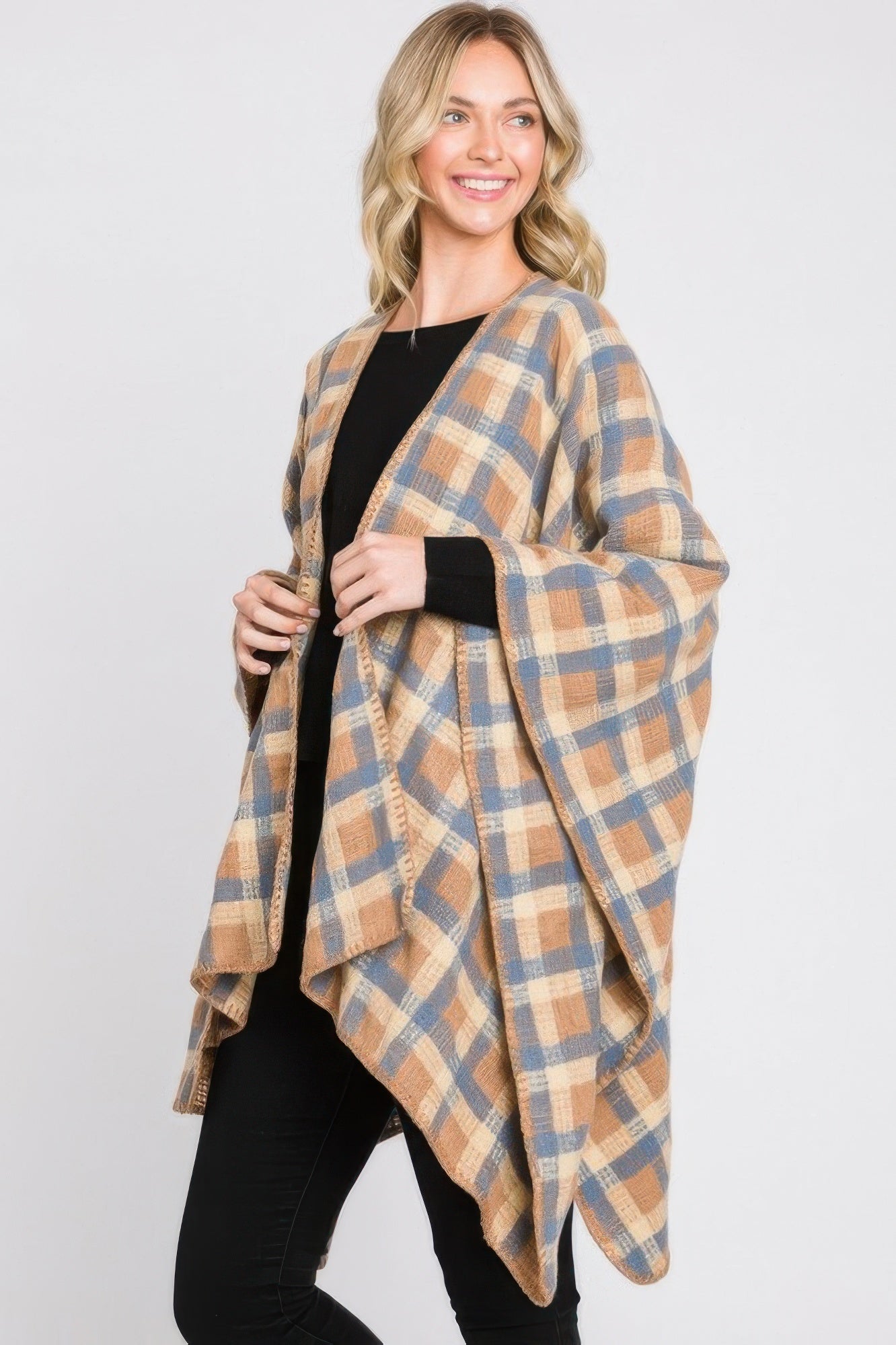 Plaid Pattern Ruana