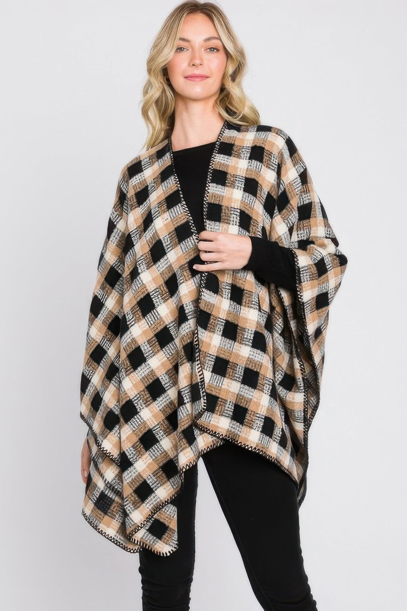 Plaid Pattern Ruana