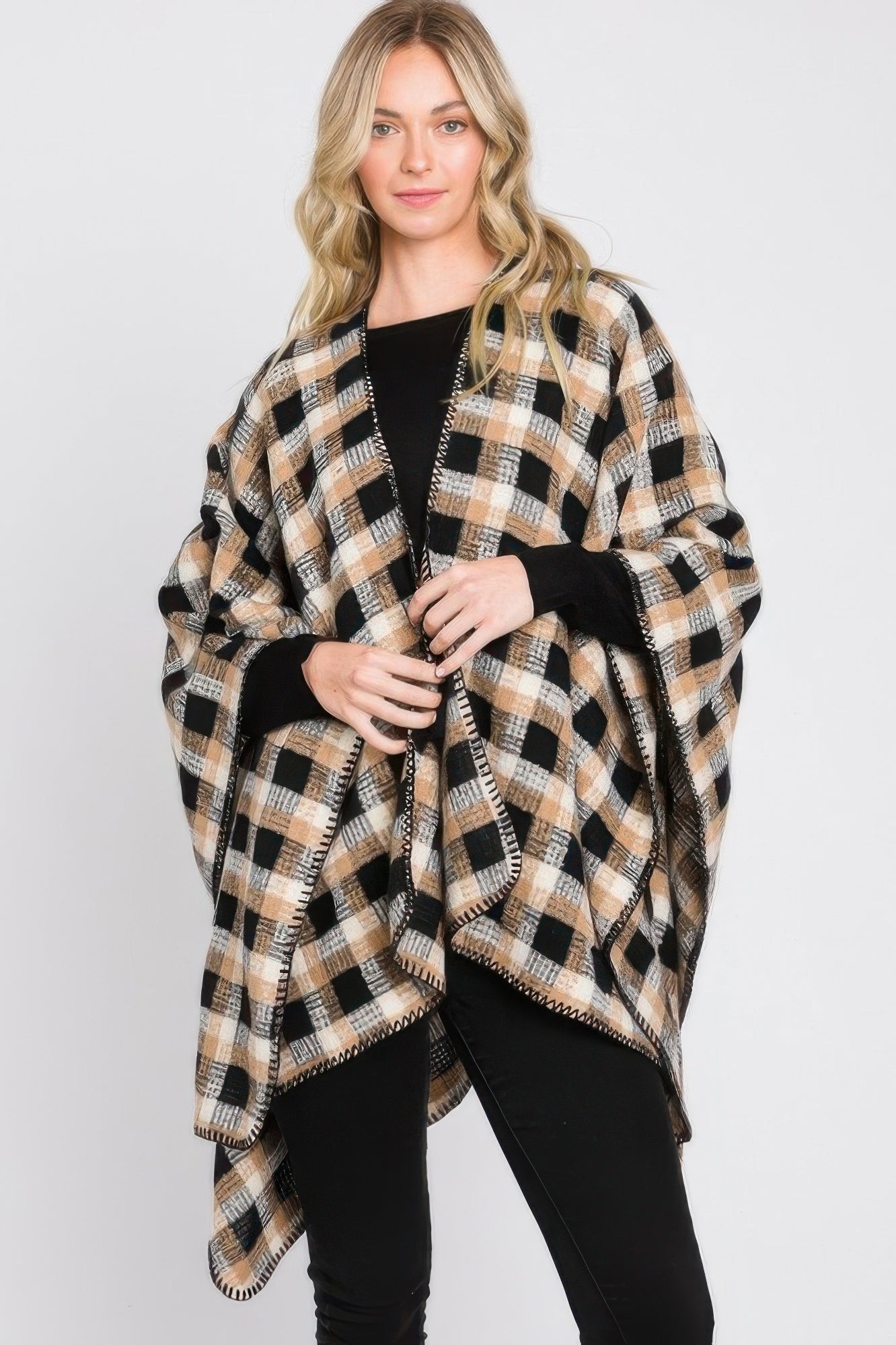 Plaid Pattern Ruana