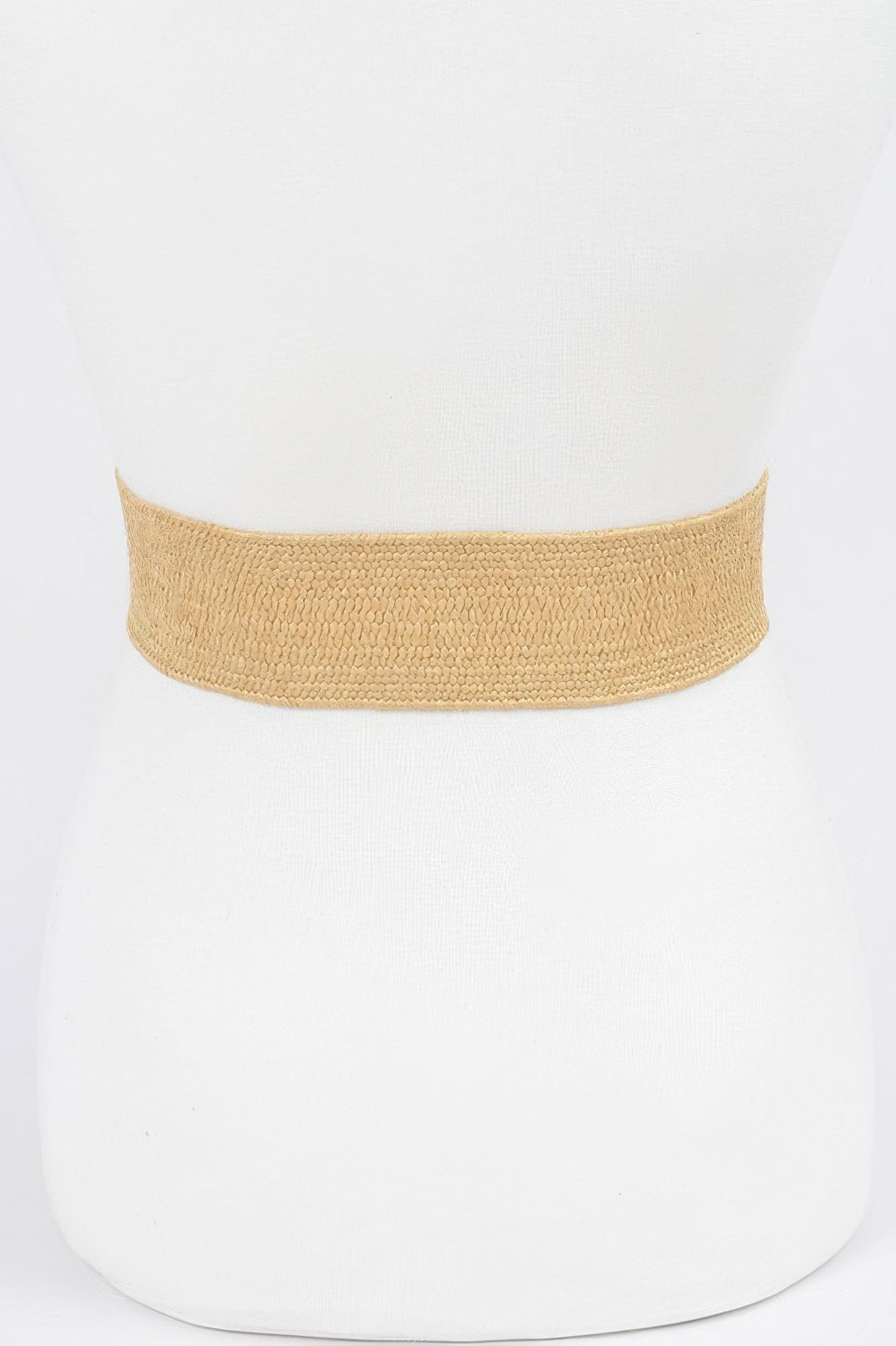 Big Metal Buckle Faux Straw Stretch Belt