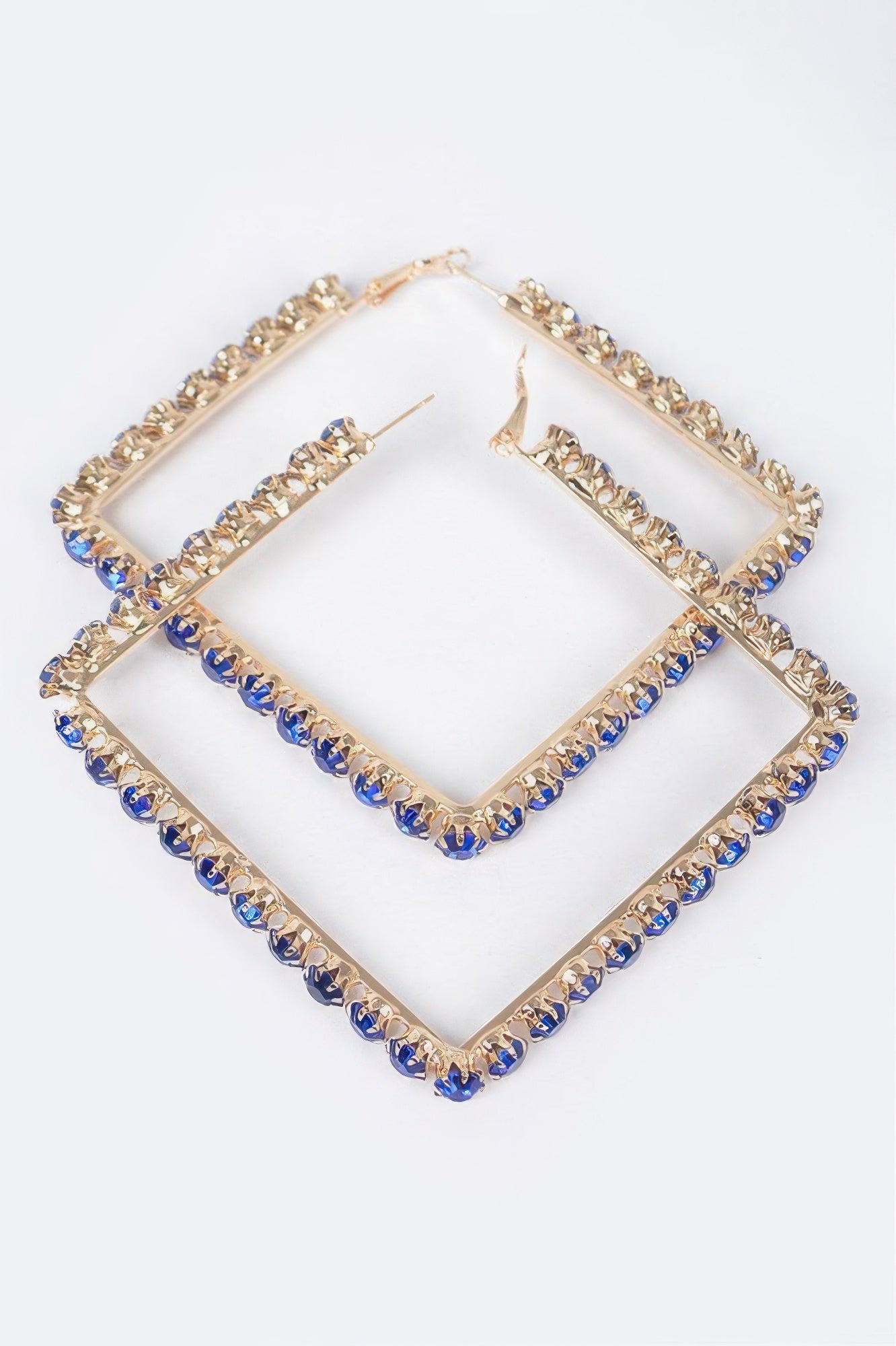 Rhinestone Square Hoop Earrings