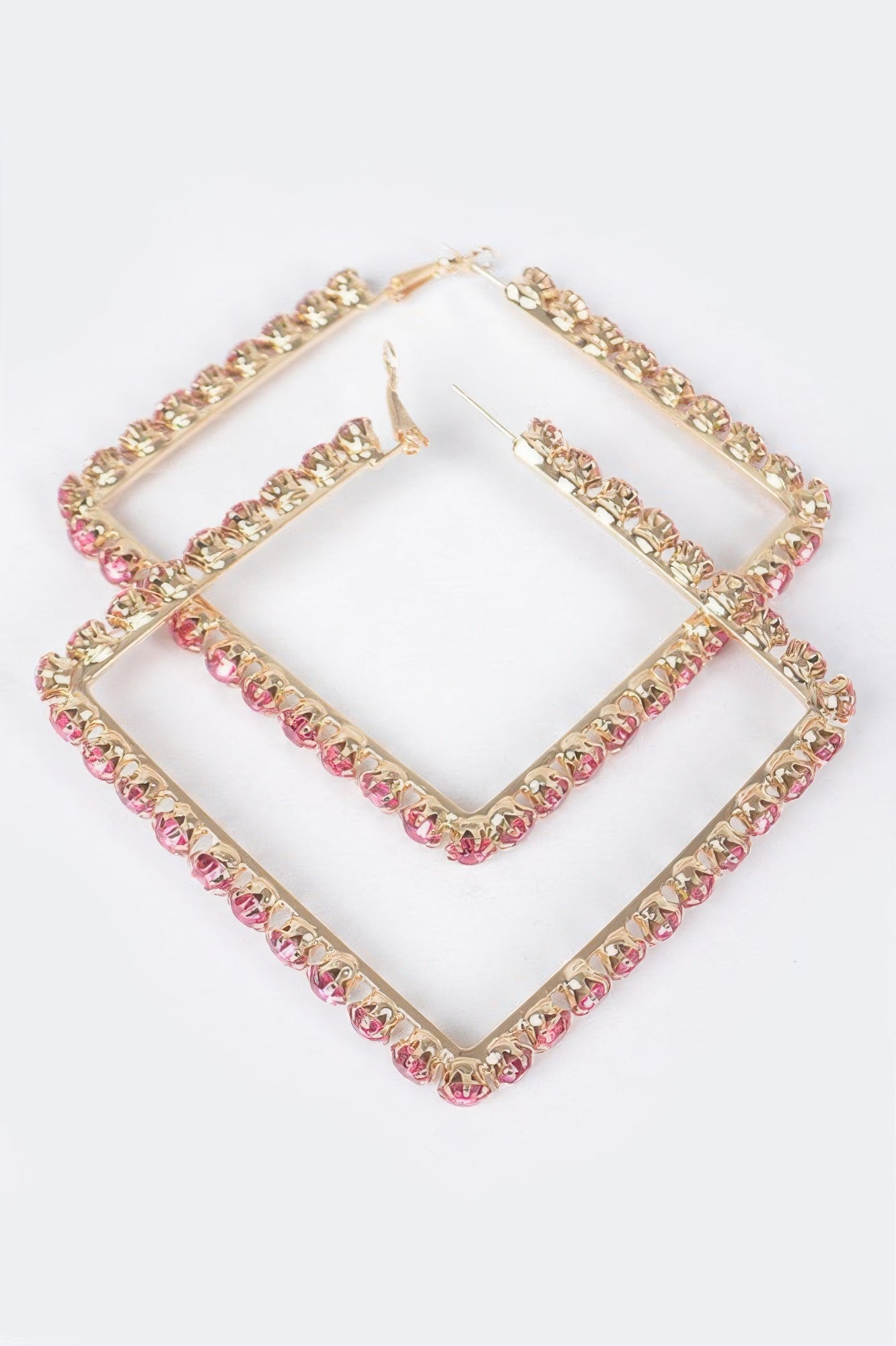 Rhinestone Square Hoop Earrings