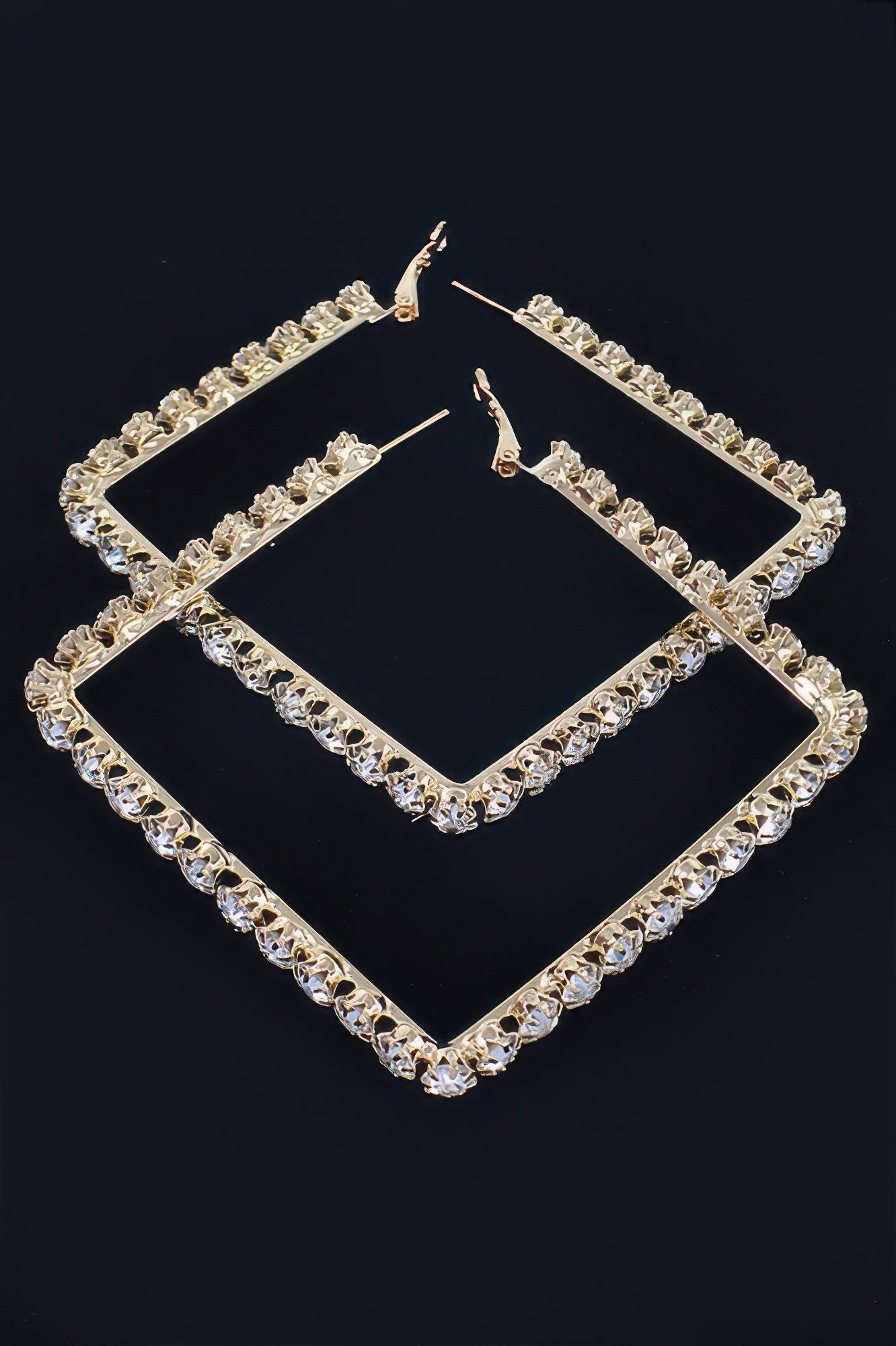 Rhinestone Square Hoop Earrings