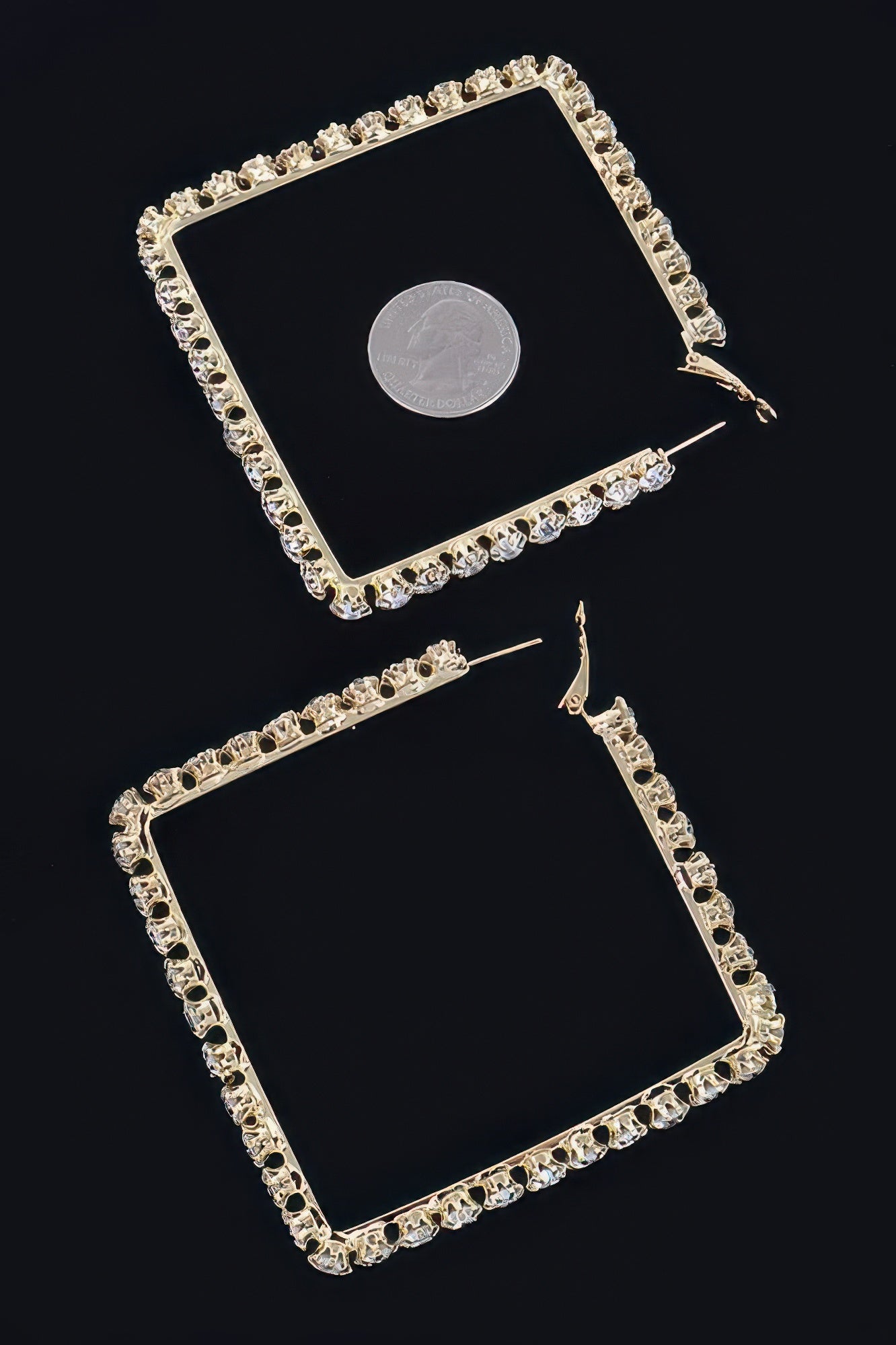 Rhinestone Square Hoop Earrings