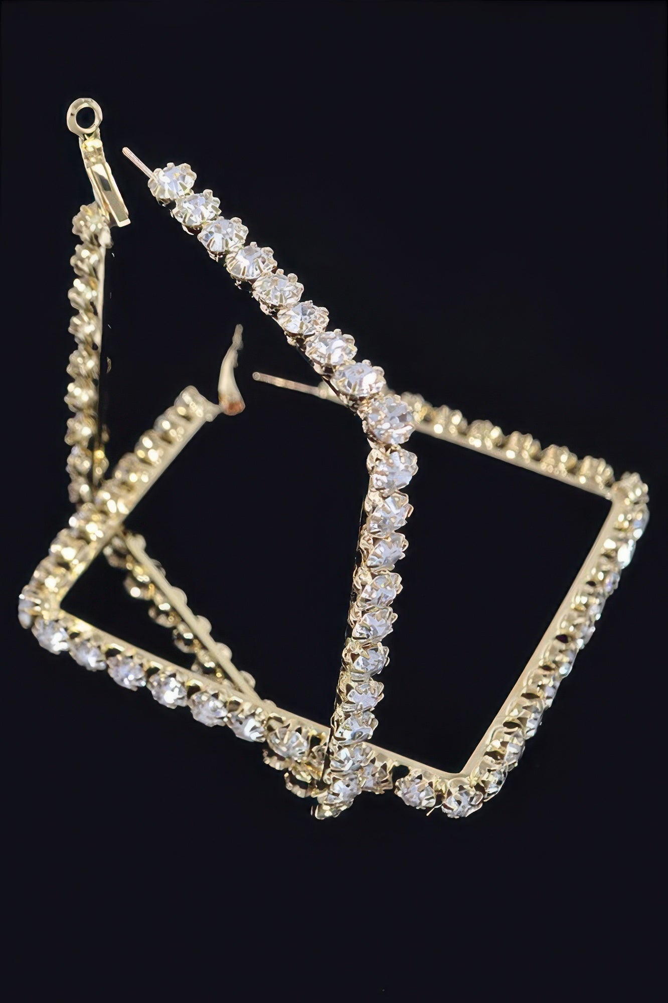 Rhinestone Square Hoop Earrings