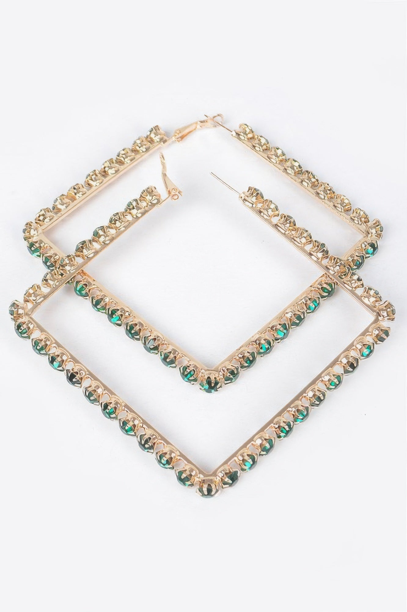 Rhinestone Square Hoop Earrings