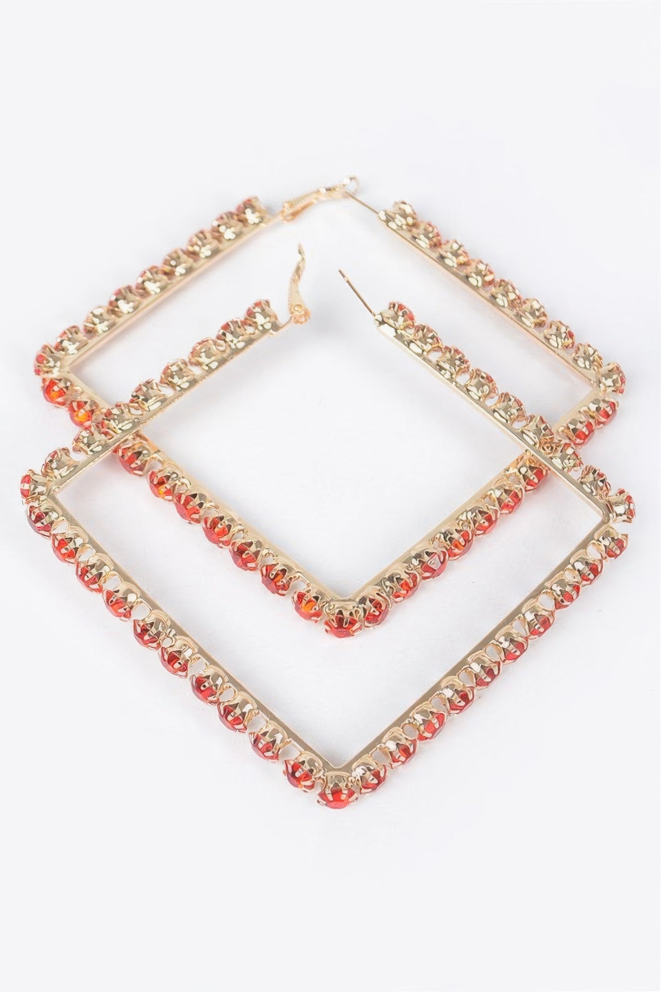 Rhinestone Square Hoop Earrings