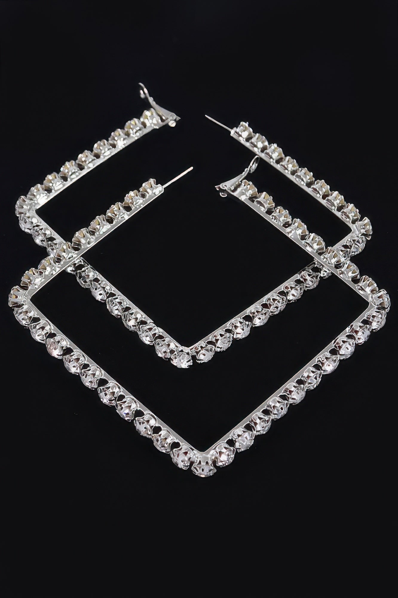 Rhinestone Square Hoop Earrings