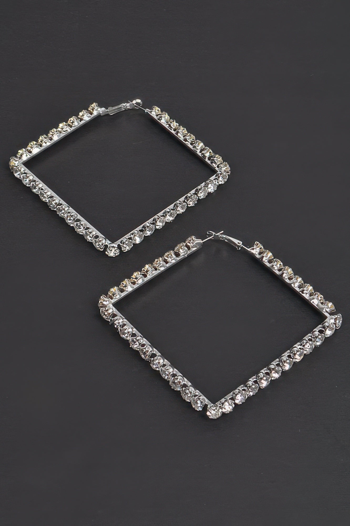 Rhinestone Square Hoop Earrings