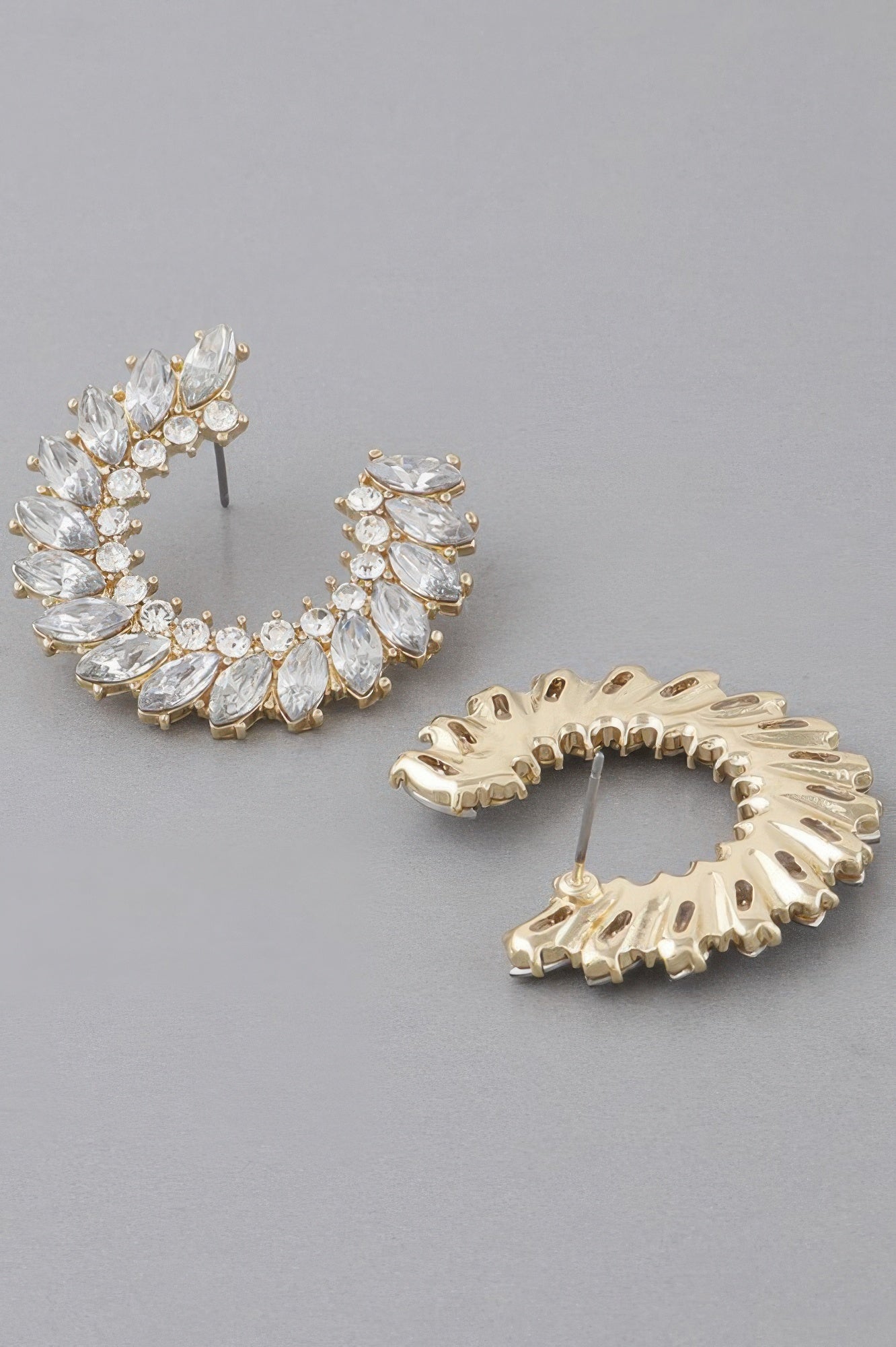 Crystal Leaf Hoop Earrings