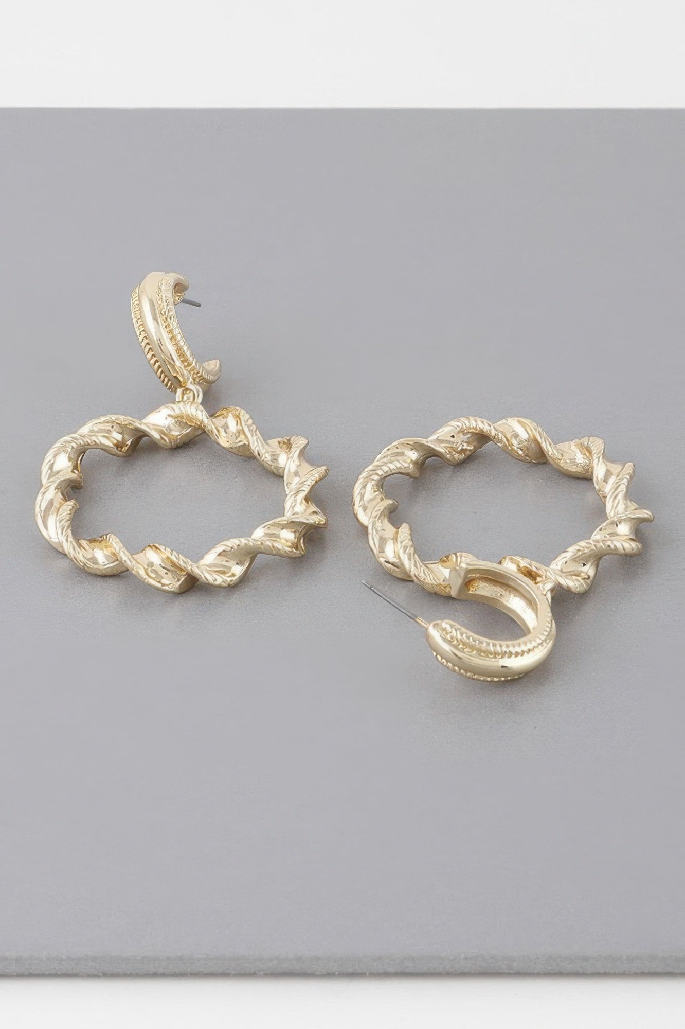 Twisted Hoop Drop Earrings