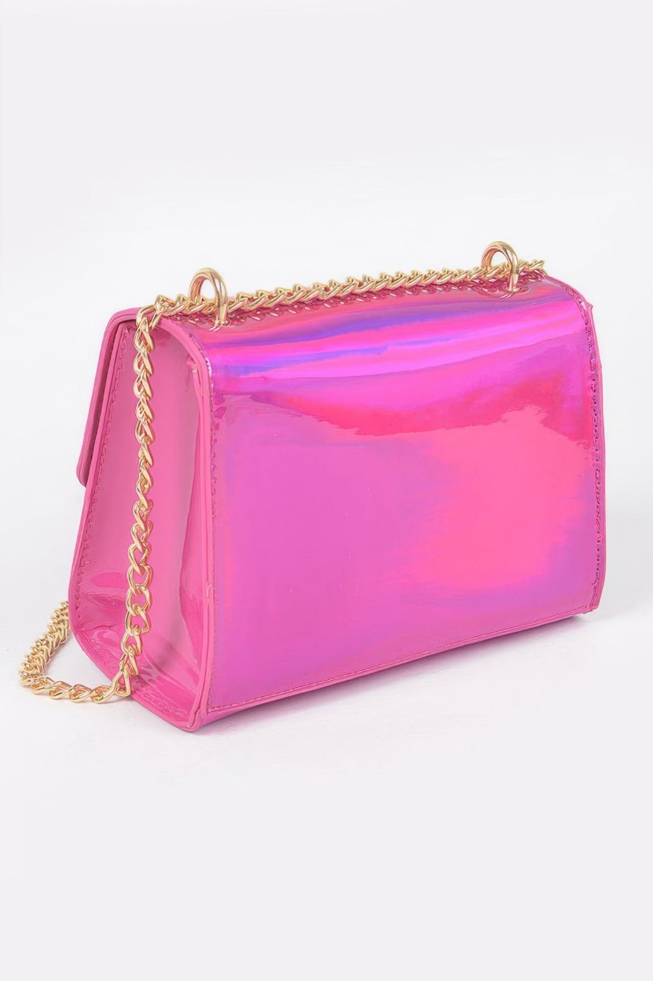 Mirror Metallic Flap Crossbody Bag