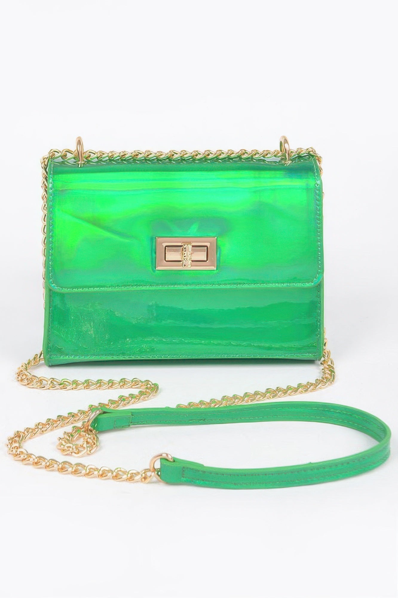 Mirror Metallic Flap Crossbody Bag