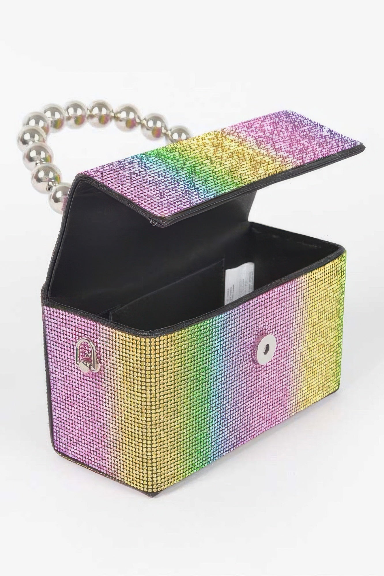 Rhinestone Ball Chain Handle Bag