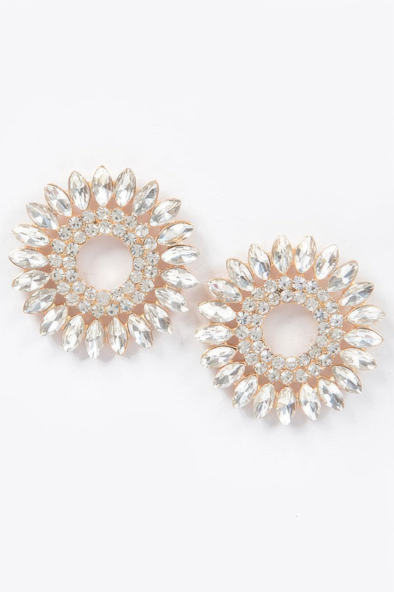 Rhinestone Circle Stud Earrings 1.5 inch